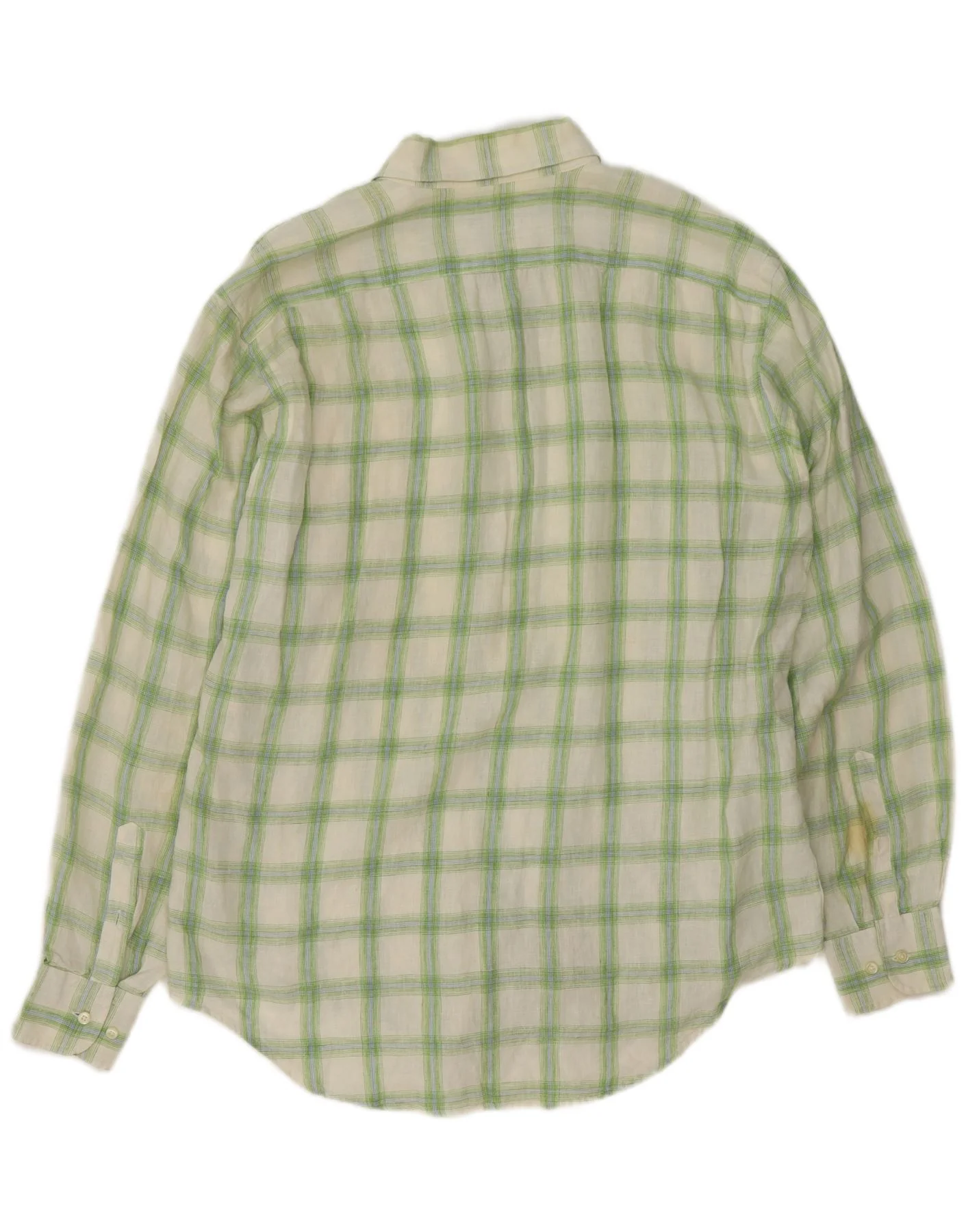 Massimo Dutti Mens Shirt Size 44 XL Green Check Linen - Image 2