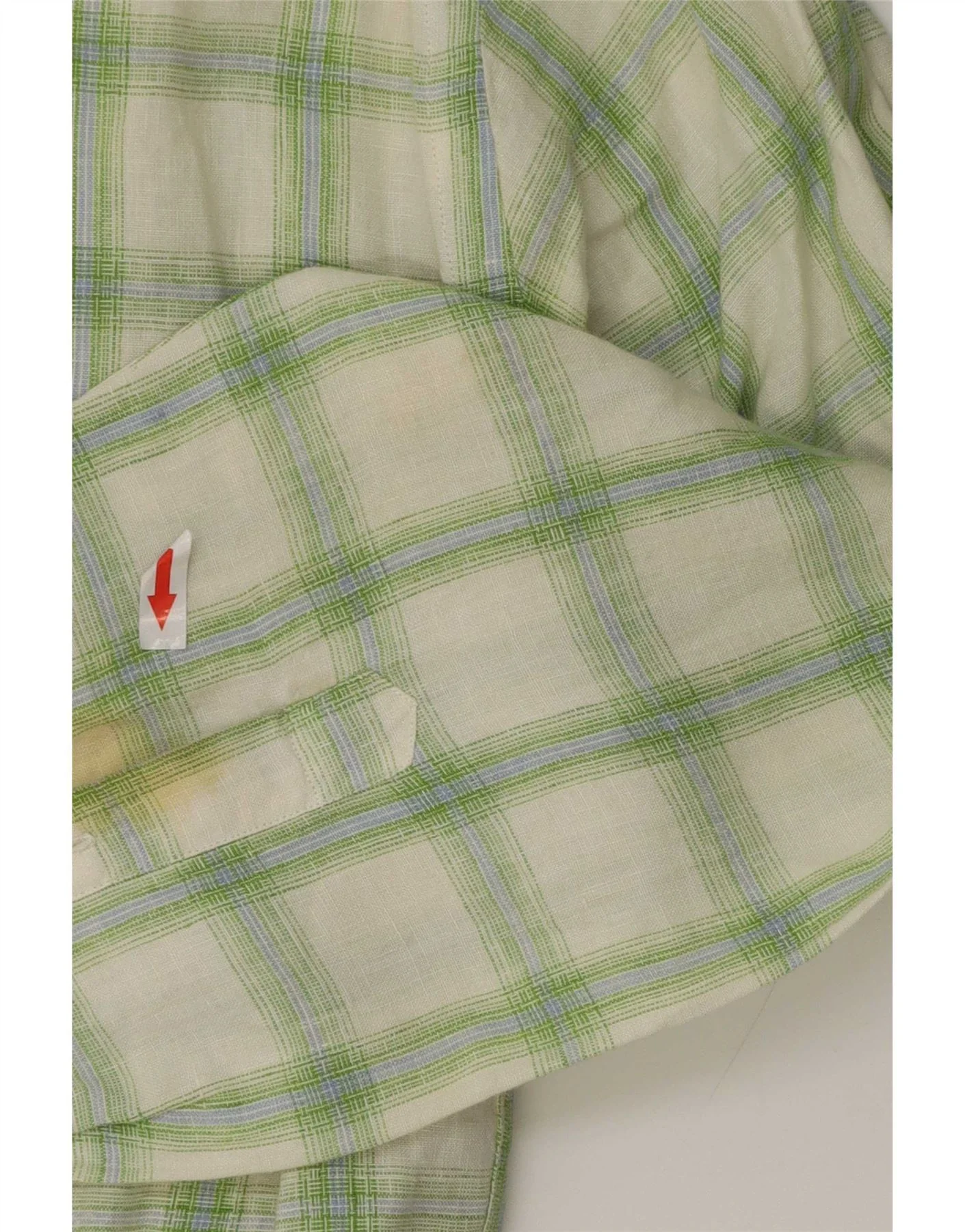 Massimo Dutti Mens Shirt Size 44 XL Green Check Linen - Image 3