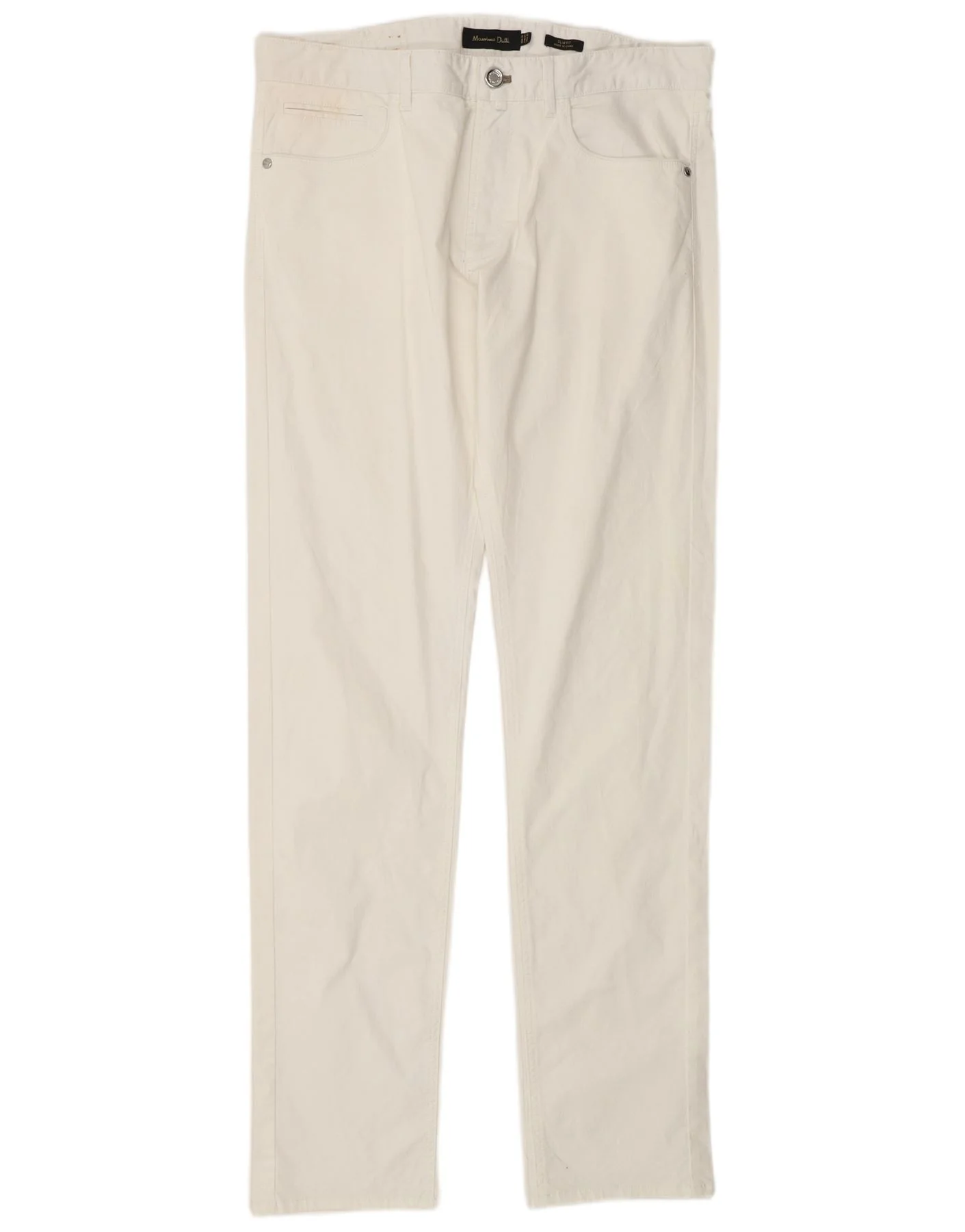 Massimo Dutti Mens Slim Fit Casual Trousers W32 L34 White Cotton