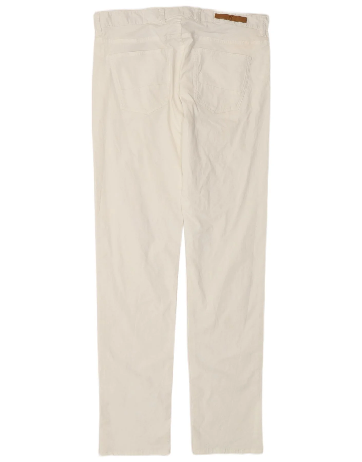 Massimo Dutti Mens Slim Fit Casual Trousers W32 L34 White Cotton - Image 2