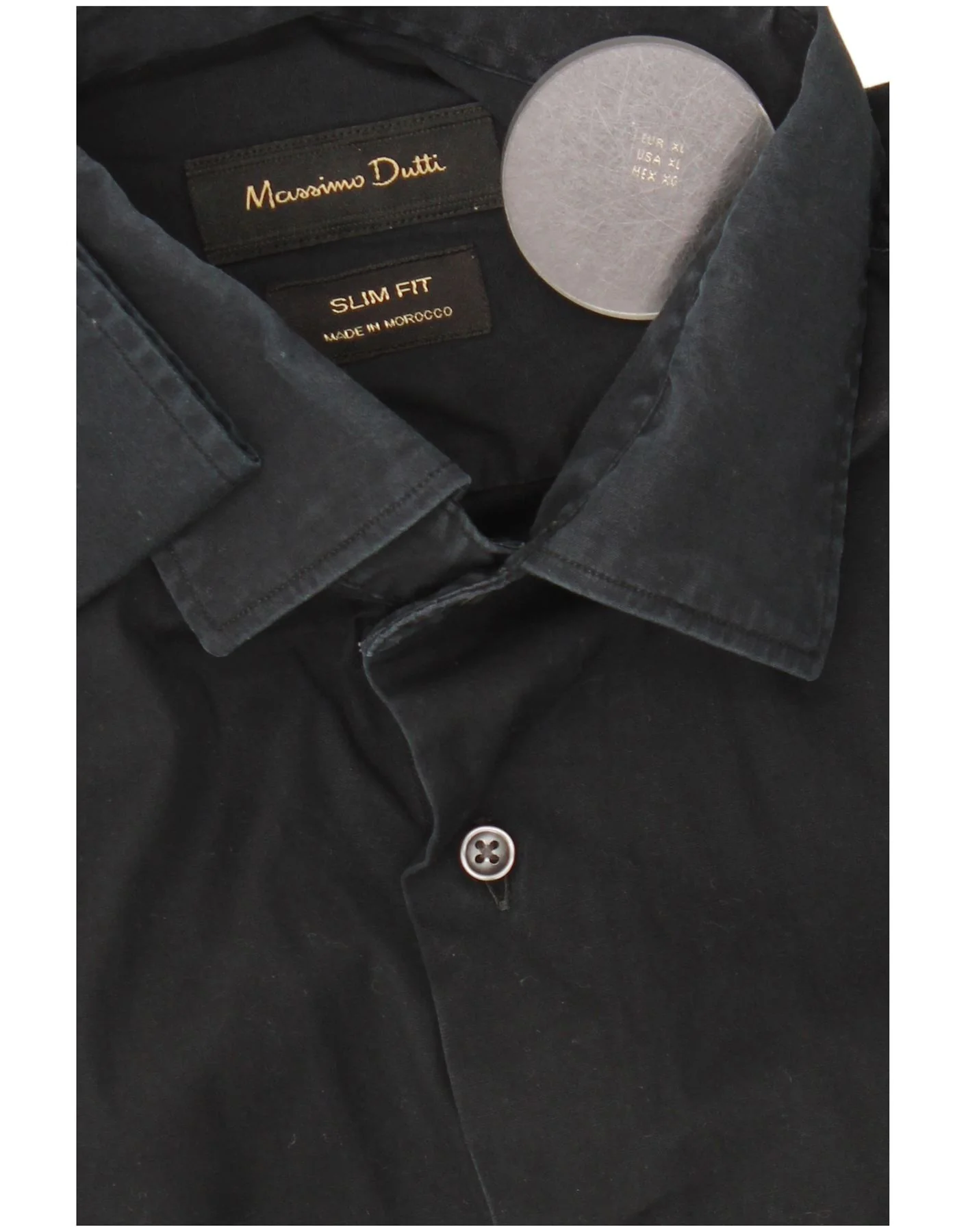 Massimo Dutti Mens Slim Fit Shirt XL Black - Image 3