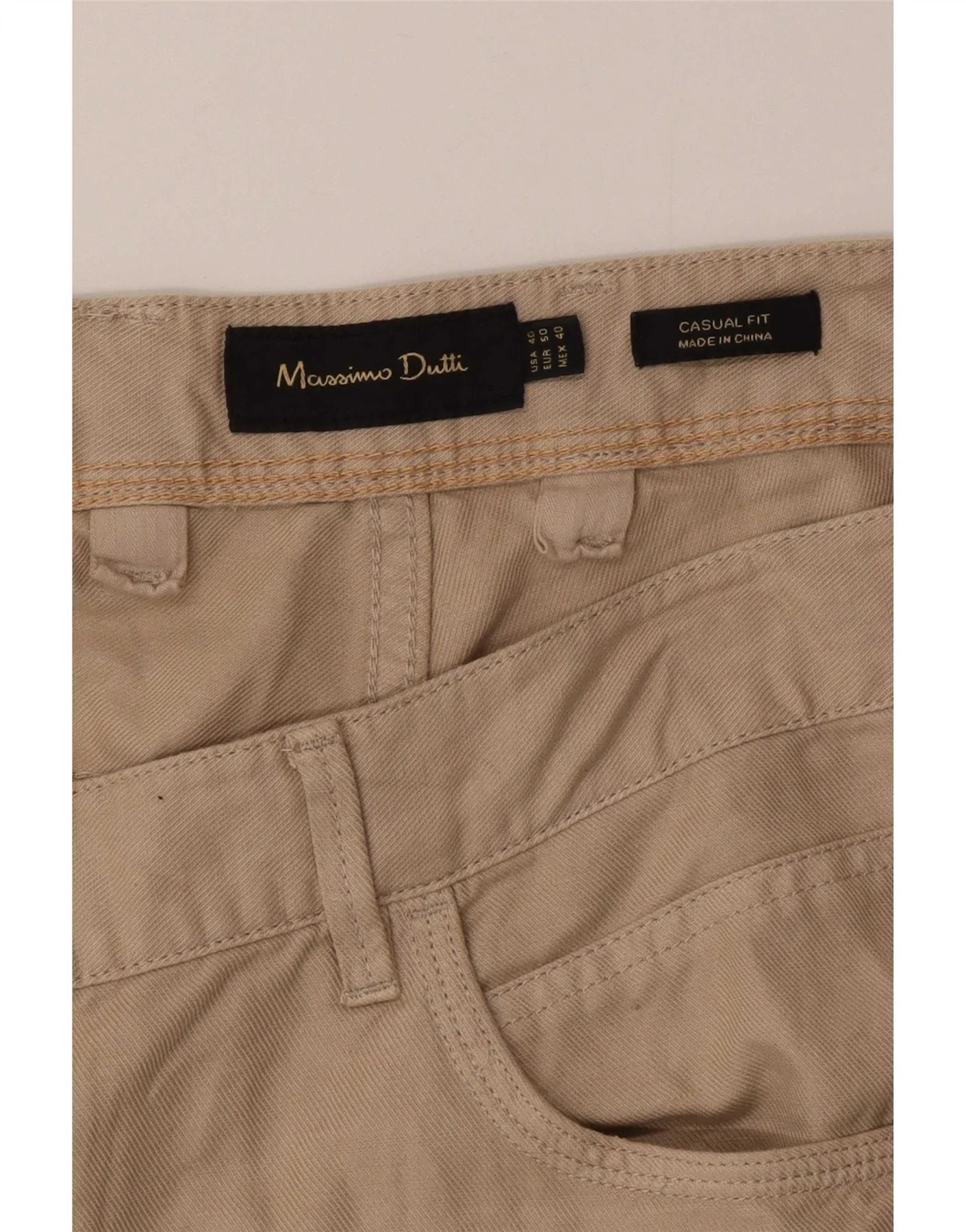 Massimo Dutti Mens Straight Casual Trousers EU 50 2XL W40 L34 Beige - Image 3