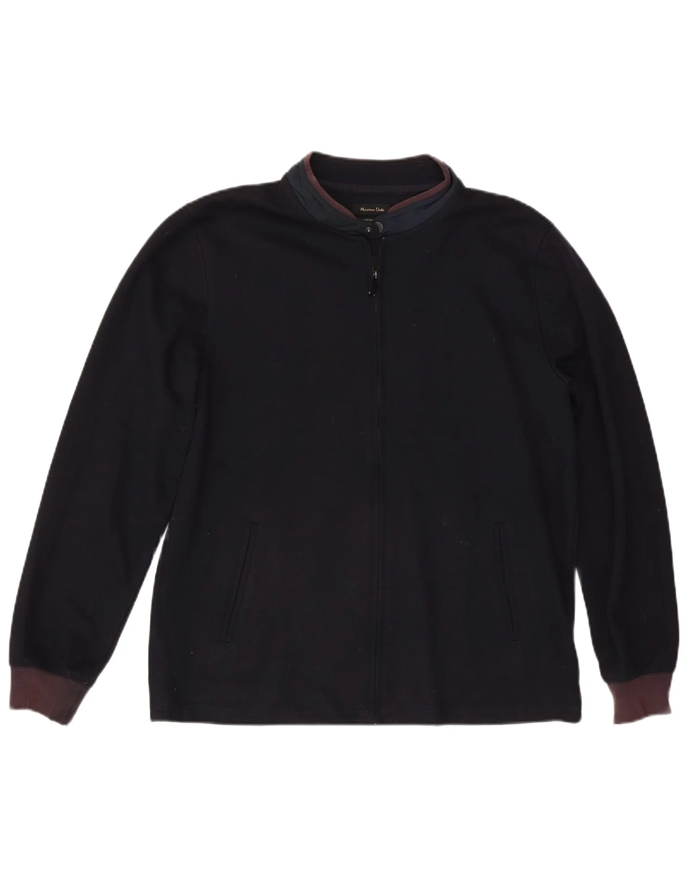 Massimo Dutti Mens Tracksuit Top Jacket XL Navy Blue Colourblock Cotton