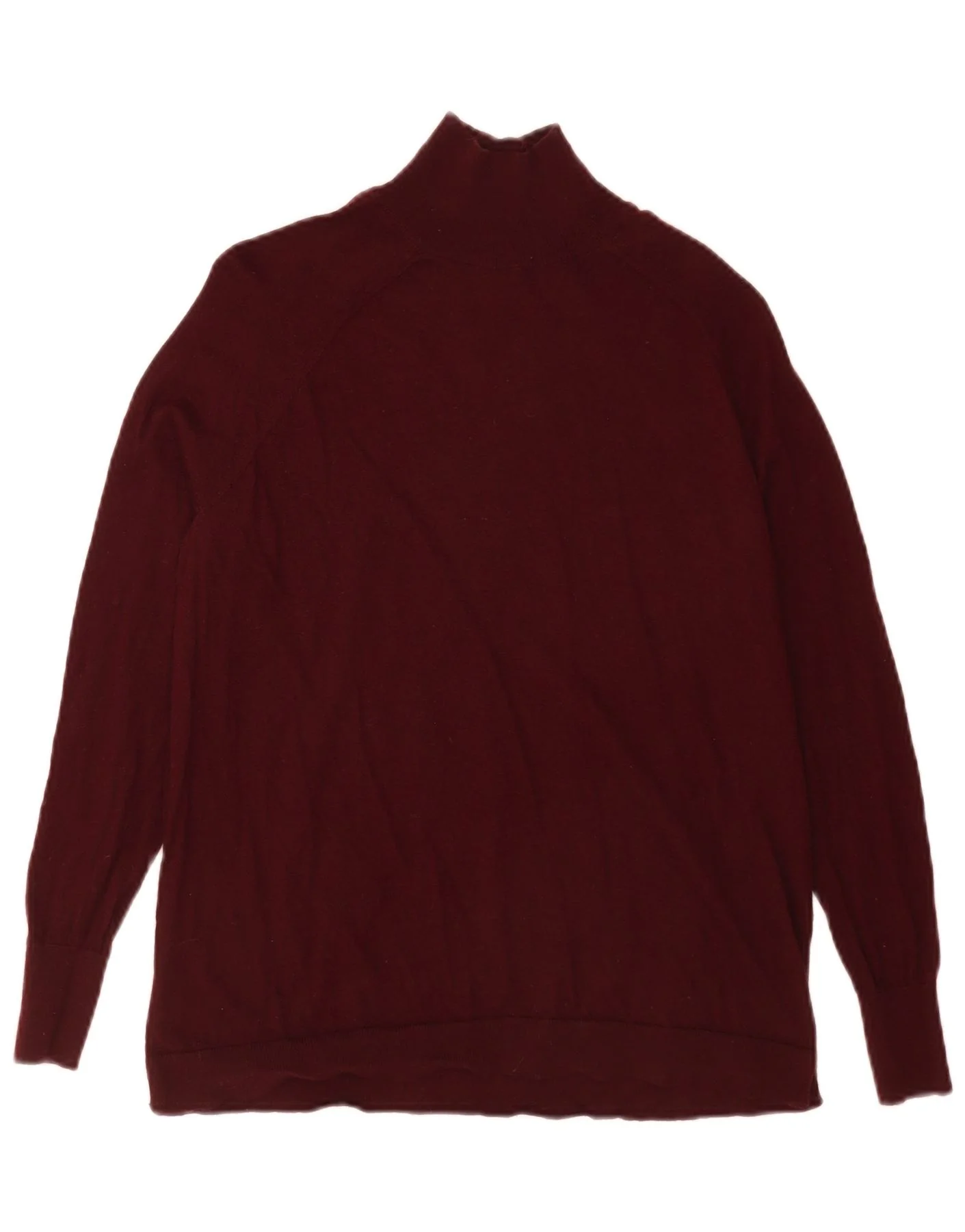Massimo Dutti Mens Turtle Neck Jumper Sweater XS Burgundy Wool