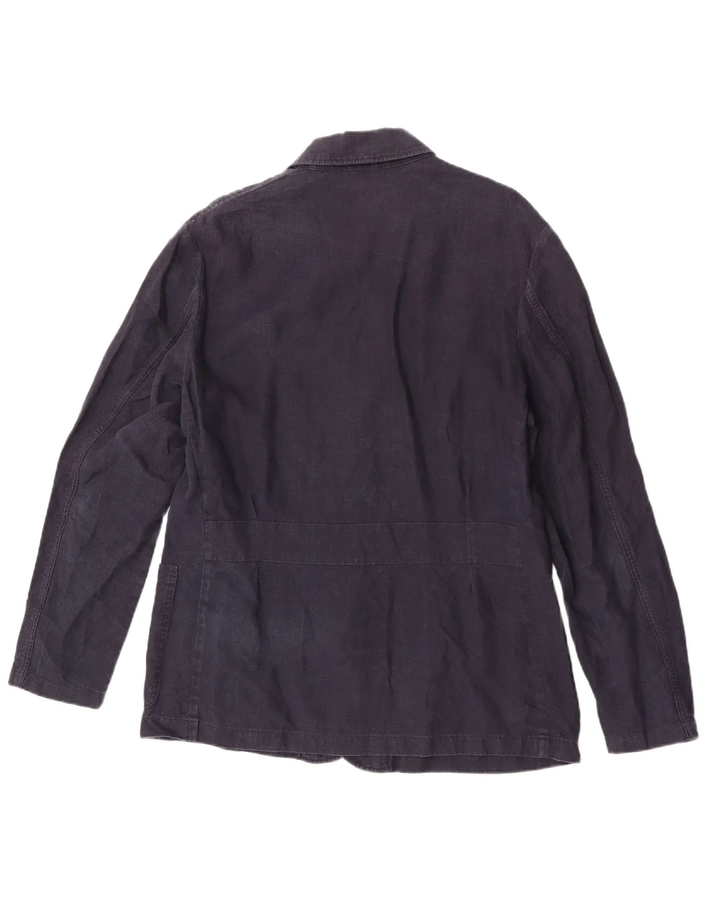 Massimo Dutti Mens Utility Jacket UK 40 Large Navy Blue Linen - Image 2
