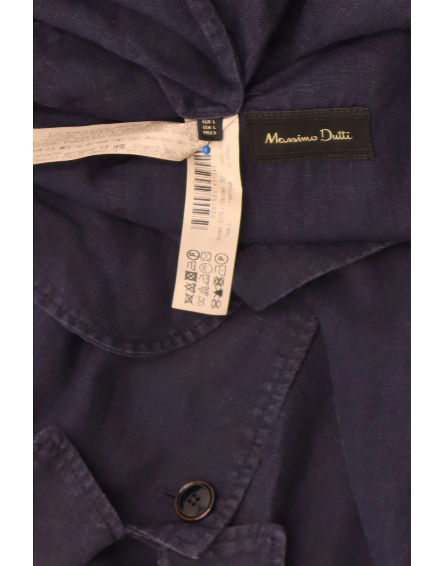 Massimo Dutti Mens Utility Jacket UK 40 Large Navy Blue Linen - Image 3