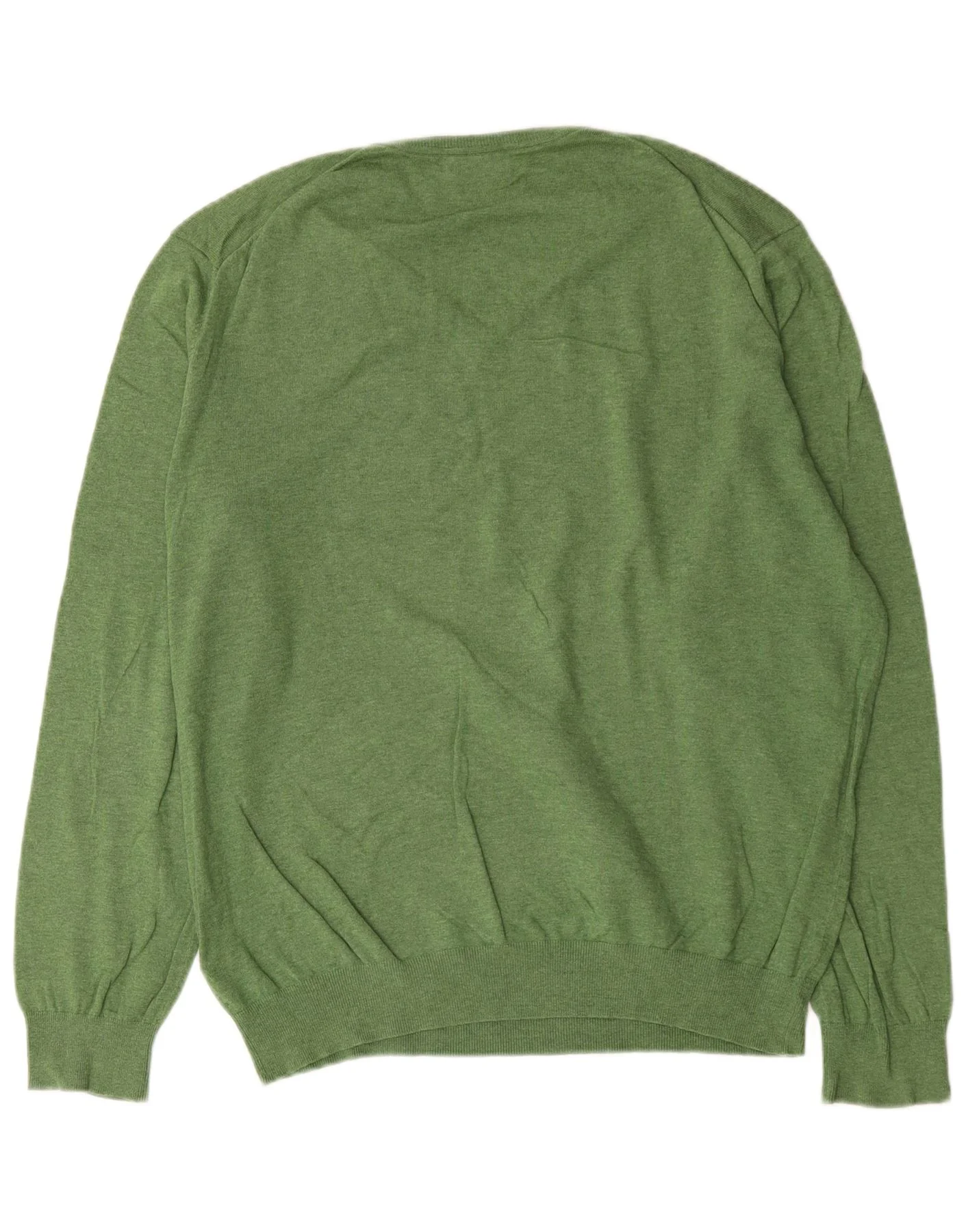 Massimo Dutti Mens V-Neck Jumper Sweater XL Green Cotton - Image 2