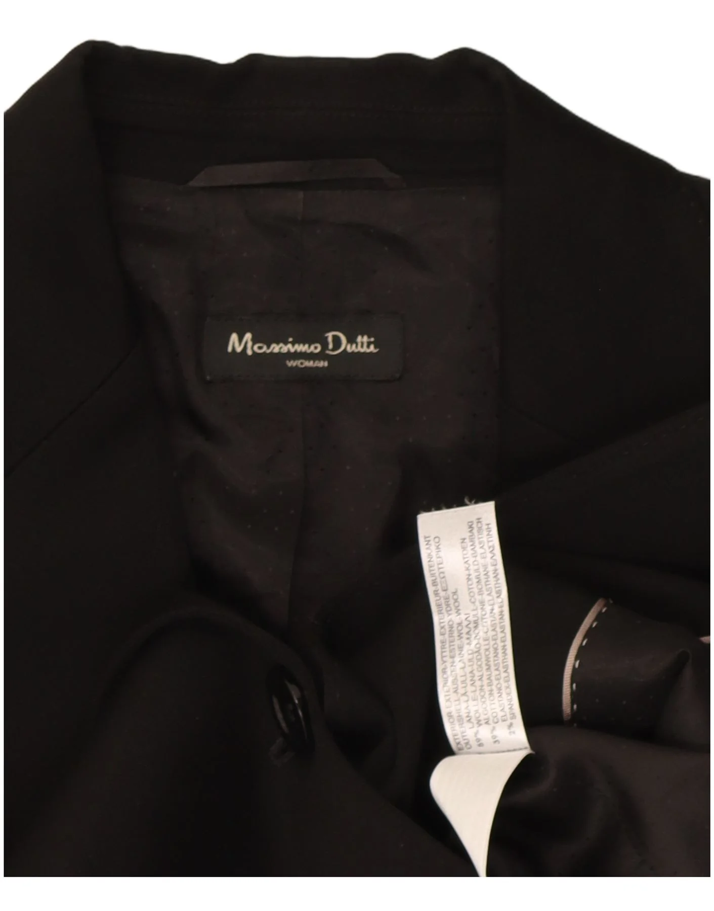 Massimo Dutti Womens 1 Button Blazer Jacket EU 38 Small Black Wool - Image 3