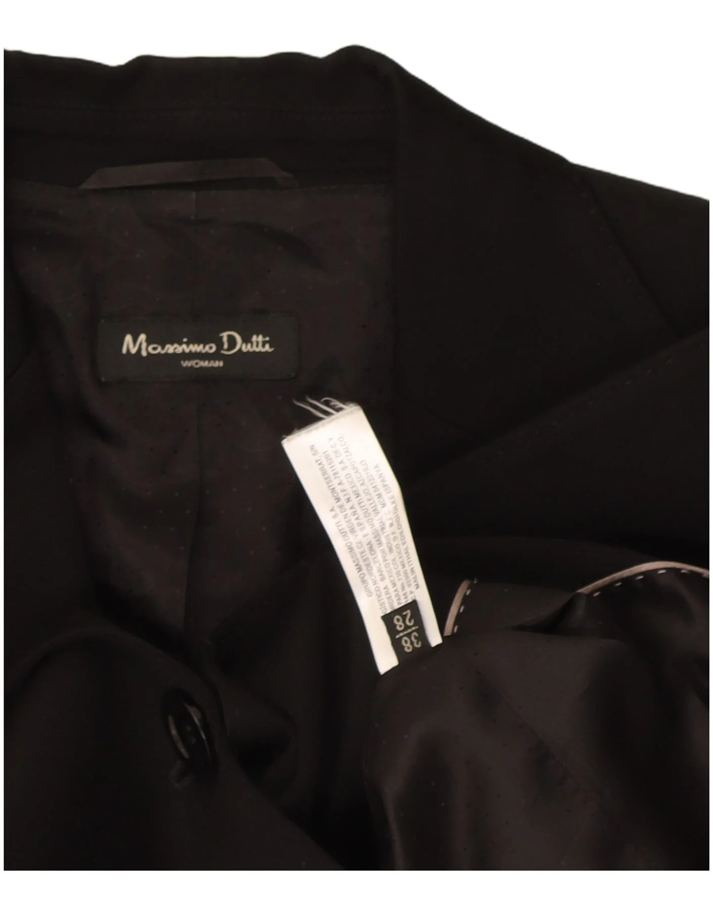 Massimo Dutti Womens 1 Button Blazer Jacket EU 38 Small Black Wool - Image 4