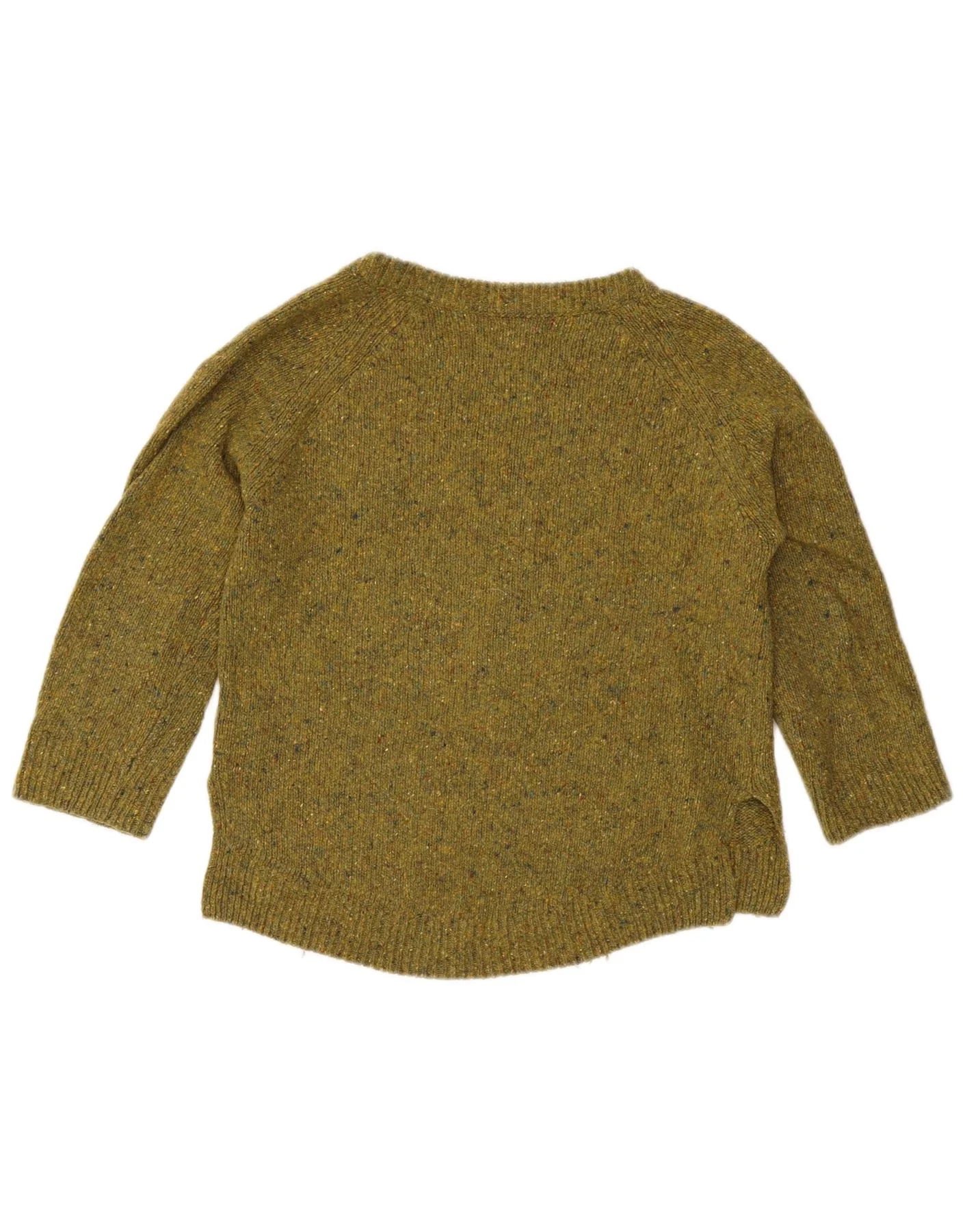 Massimo Dutti Womens Boat Neck Jumper Sweater UK 10 Small Khaki Flecked - Image 2