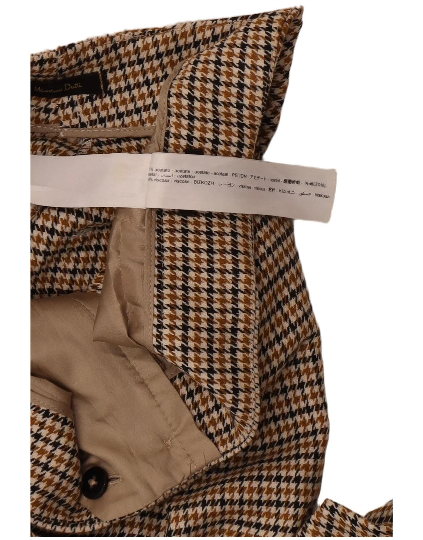 Massimo Dutti Womens Chino Trousers EU 42 Large W32 L32 Brown Houndstooth - Image 4