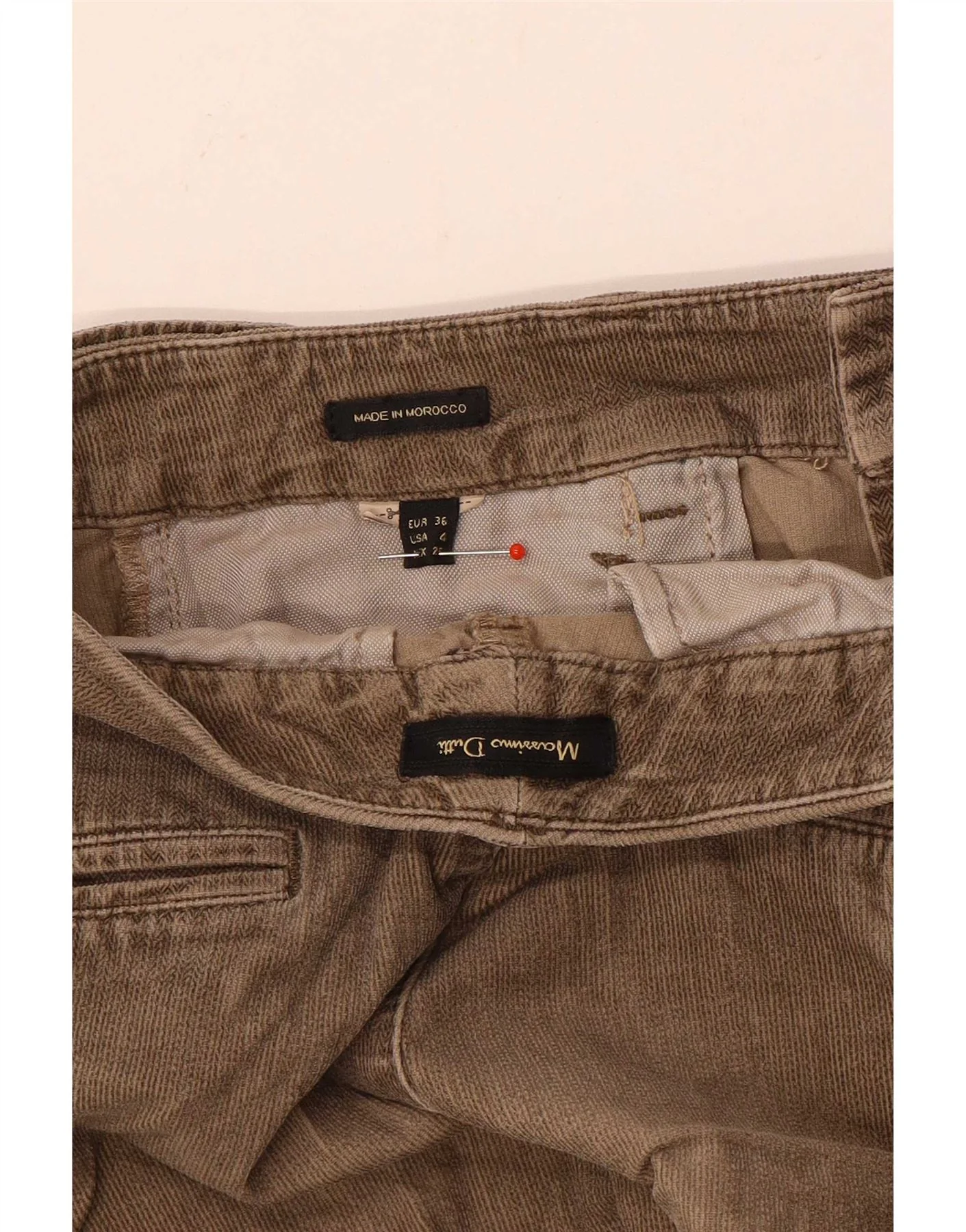 Massimo Dutti Womens Corduroy Trousers EU 36 XS W26 L28 Brown Herringbone - Image 3