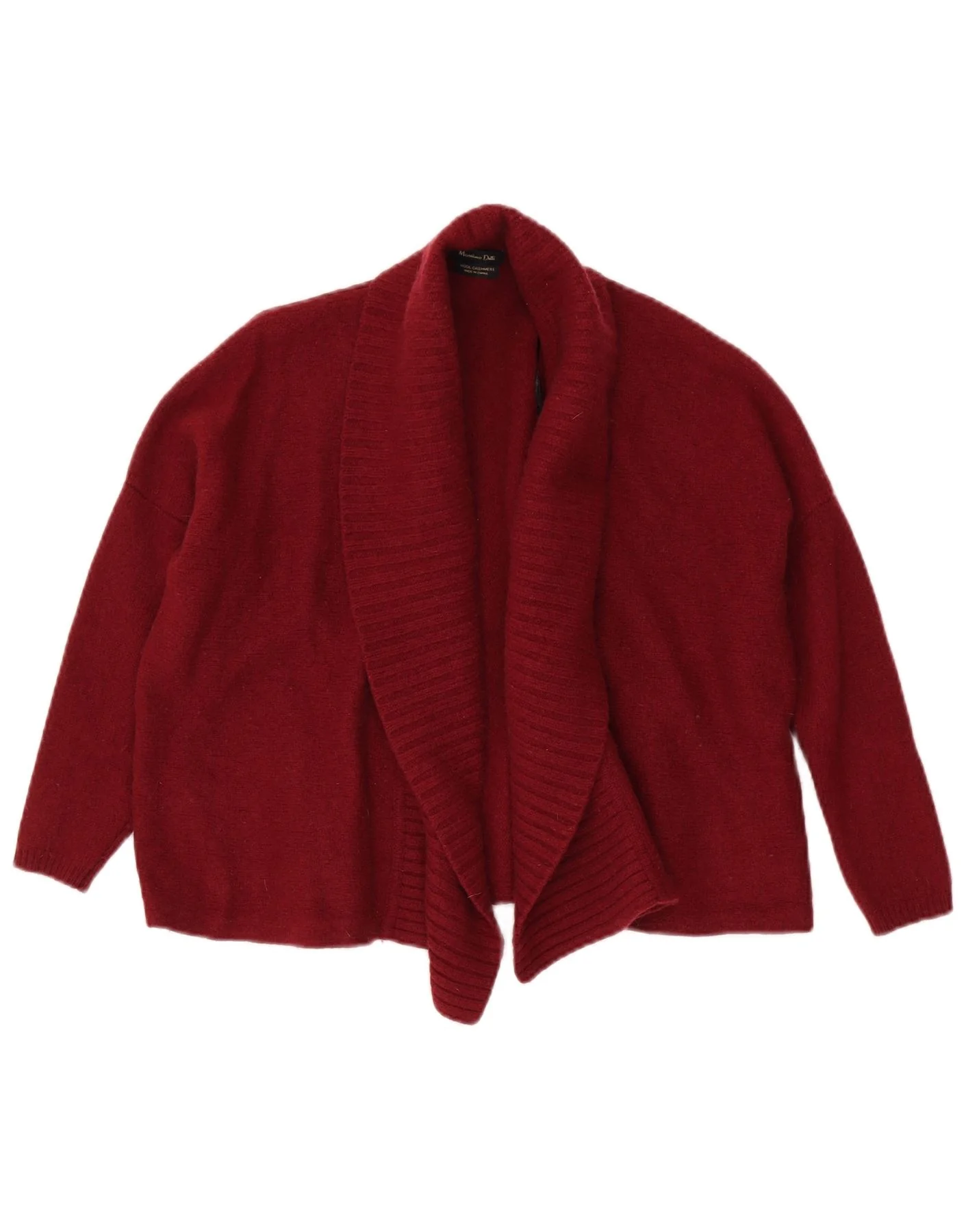Massimo Dutti Womens Crop 3/4 Sleeve Cardigan Sweater UK 14 Medium Burgundy