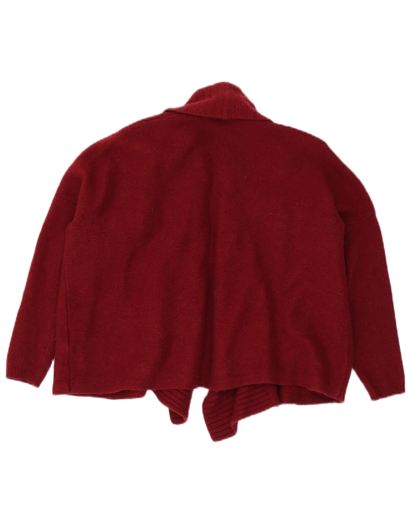 Massimo Dutti Womens Crop 3/4 Sleeve Cardigan Sweater UK 14 Medium Burgundy - Image 2