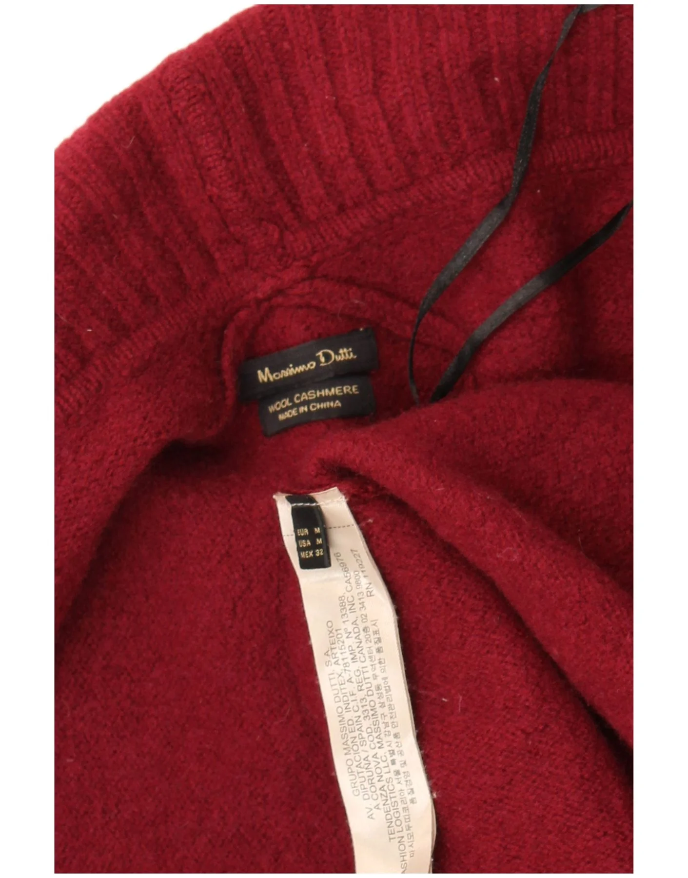 Massimo Dutti Womens Crop 3/4 Sleeve Cardigan Sweater UK 14 Medium Burgundy - Image 3