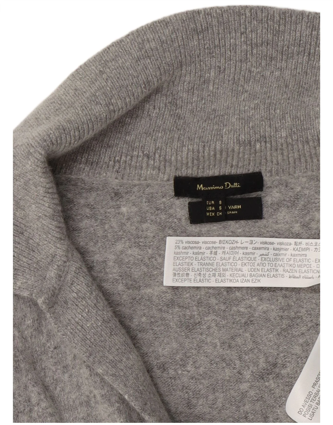 Massimo Dutti Womens Crop Polo Neck Jumper Sweater UK 10 Small Grey Viscose - Image 3