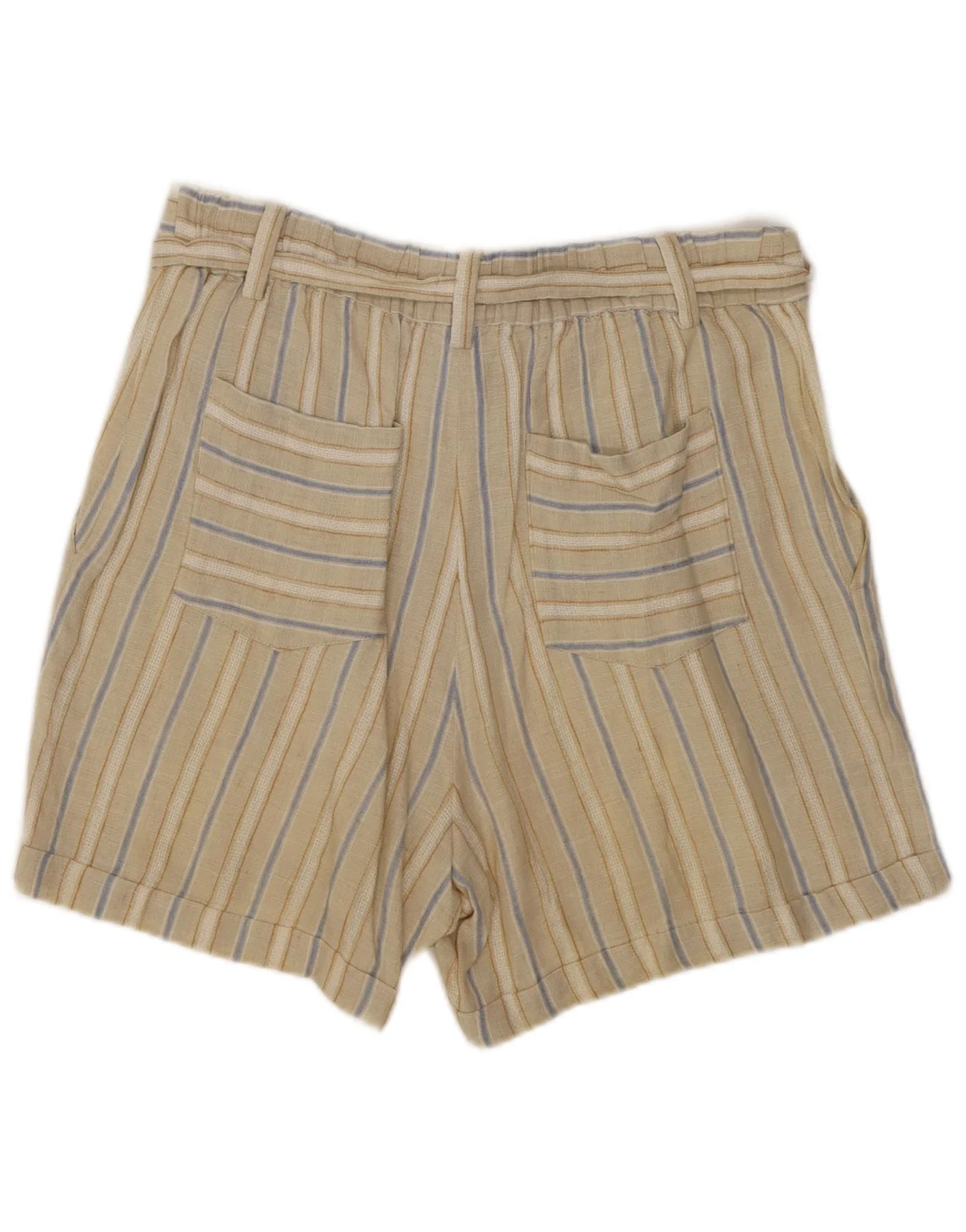 Massimo Dutti Womens High Rise Casual Shorts EU 36 XS W26 Beige Striped - Image 2