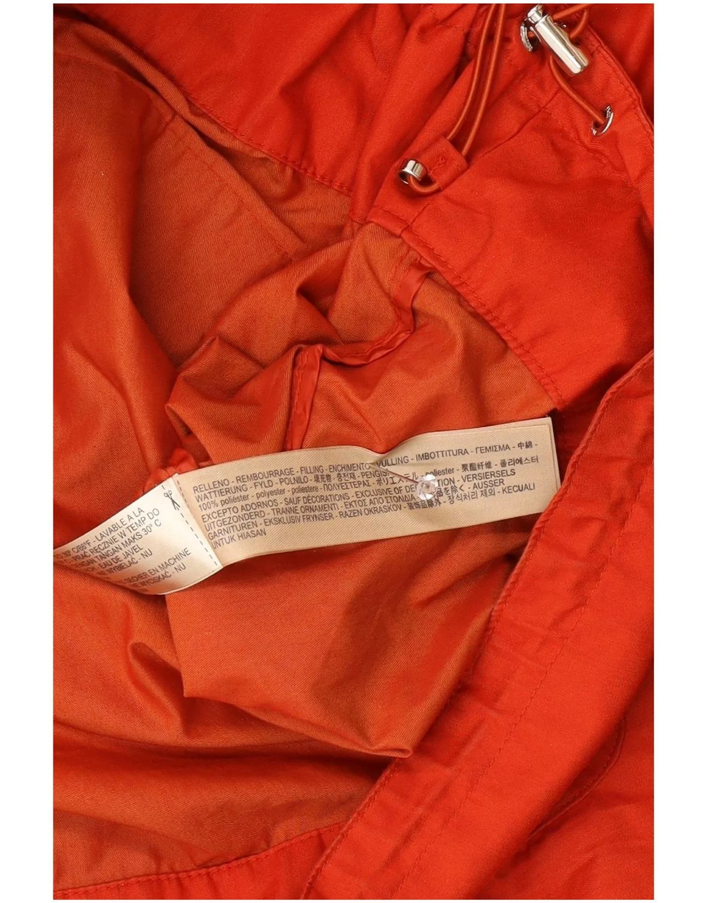 Massimo Dutti Womens Hooded Bomber Jacket UK 18 XL Orange Polyester - Image 4