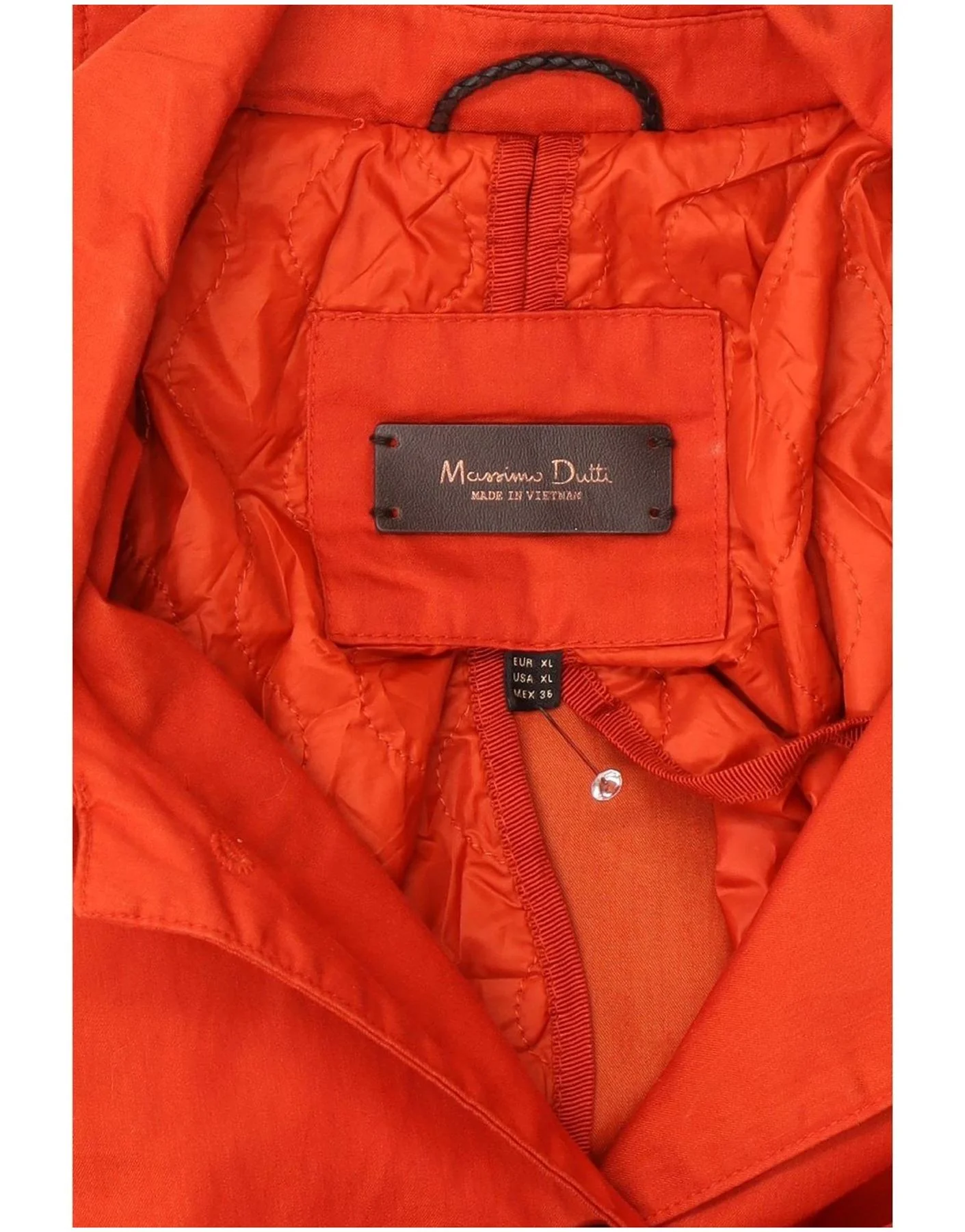 Massimo Dutti Womens Hooded Bomber Jacket UK 18 XL Orange Polyester - Image 5
