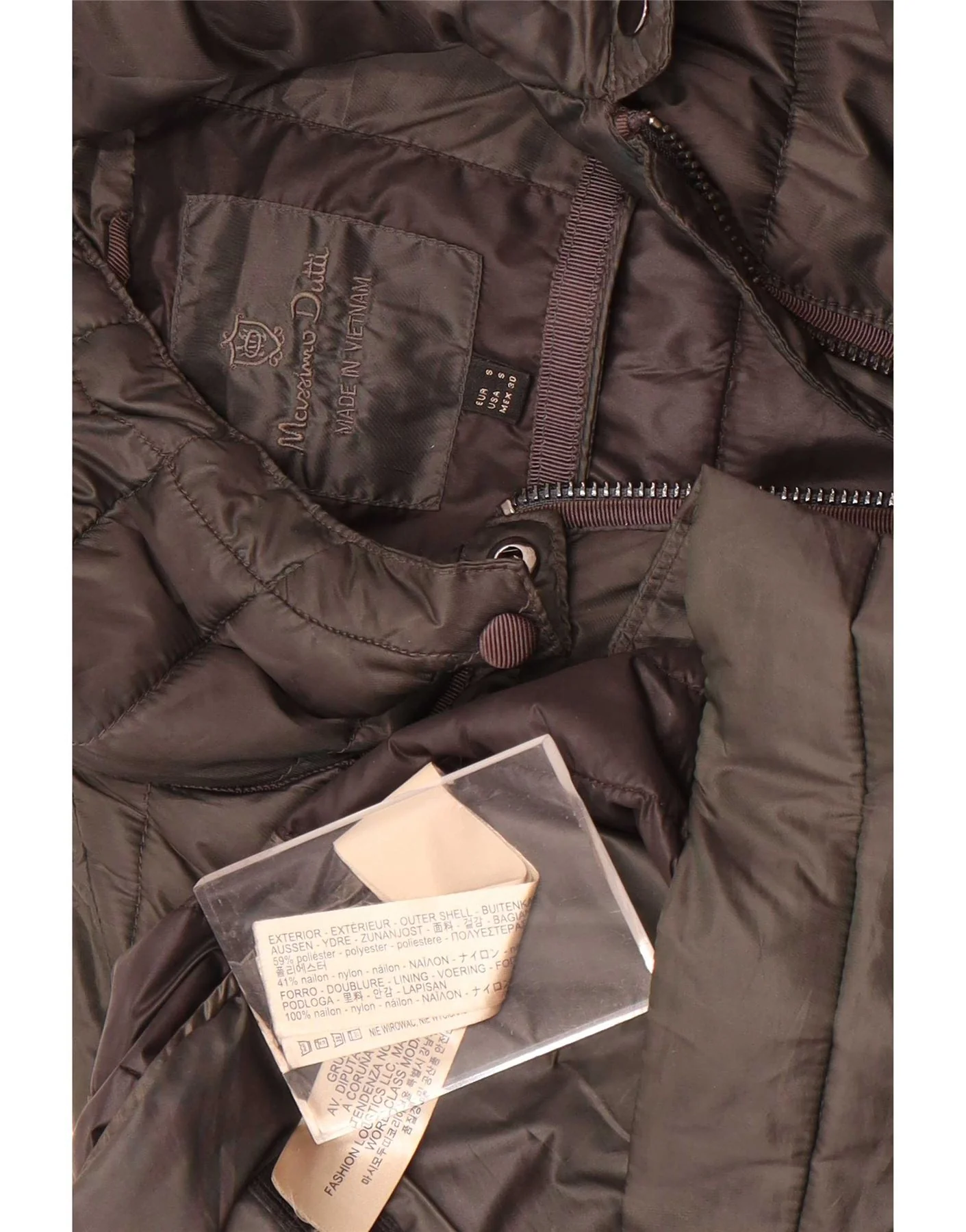 Massimo Dutti Womens Hooded Padded Coat UK 10 Small Khaki Polyester - Image 4