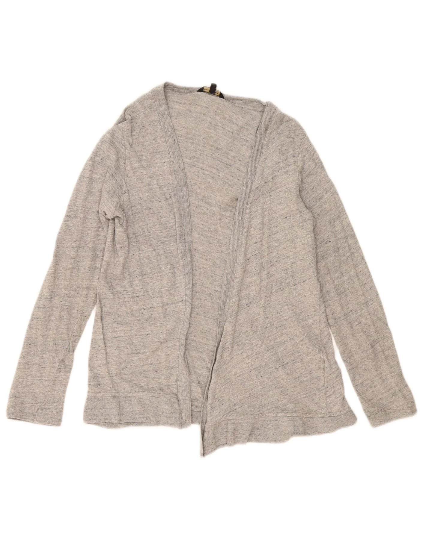 Massimo Dutti Womens Open Cardigan Sweater UK 10 Small Grey Flecked Cotton