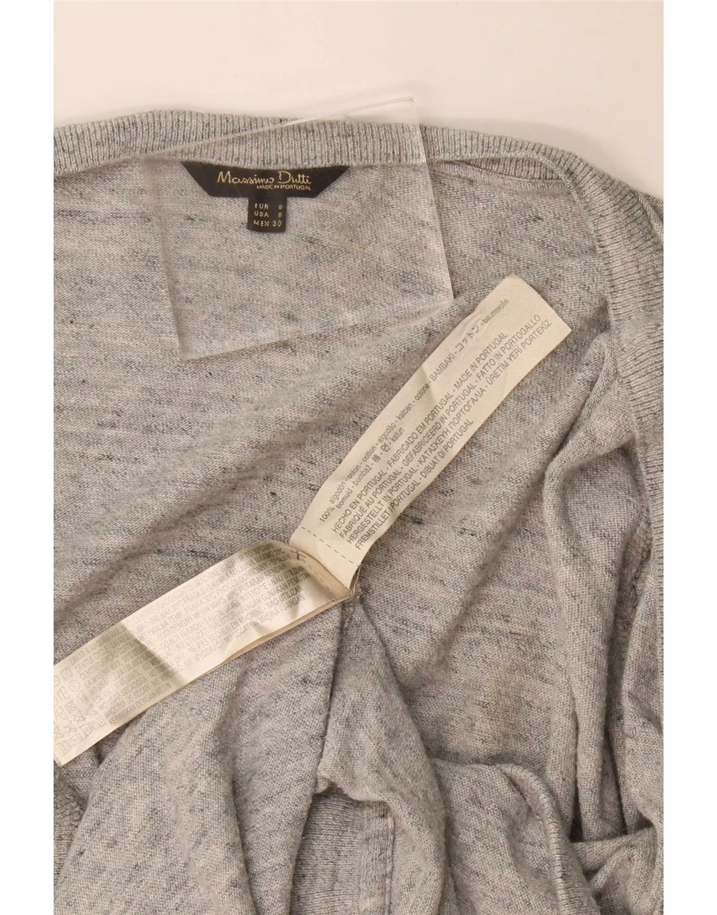 Massimo Dutti Womens Open Cardigan Sweater UK 10 Small Grey Flecked Cotton - Image 3