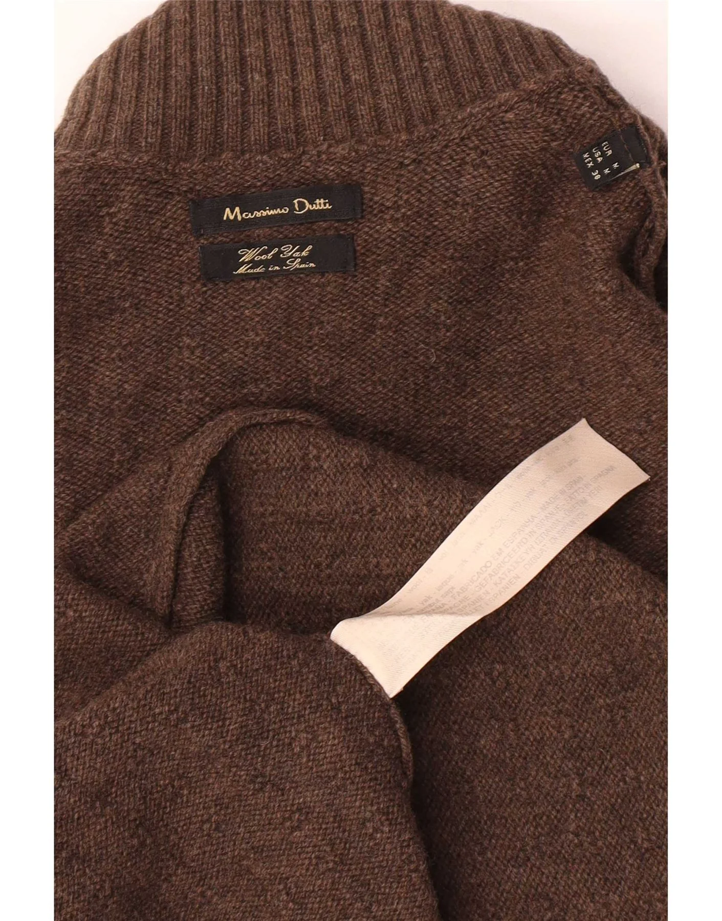 Massimo Dutti Womens Roll Neck Jumper Sweater UK 12 Medium Brown Wool - Image 3