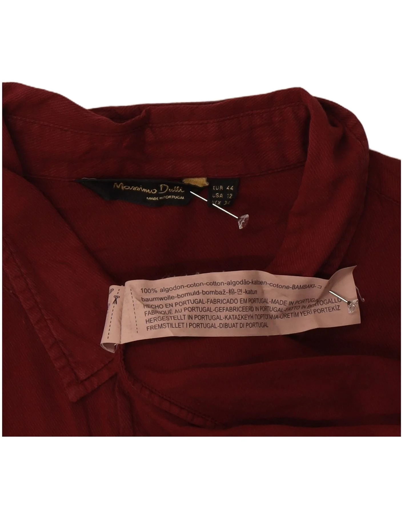 Massimo Dutti Womens Shirt EU 44 XL Burgundy Cotton - Image 4