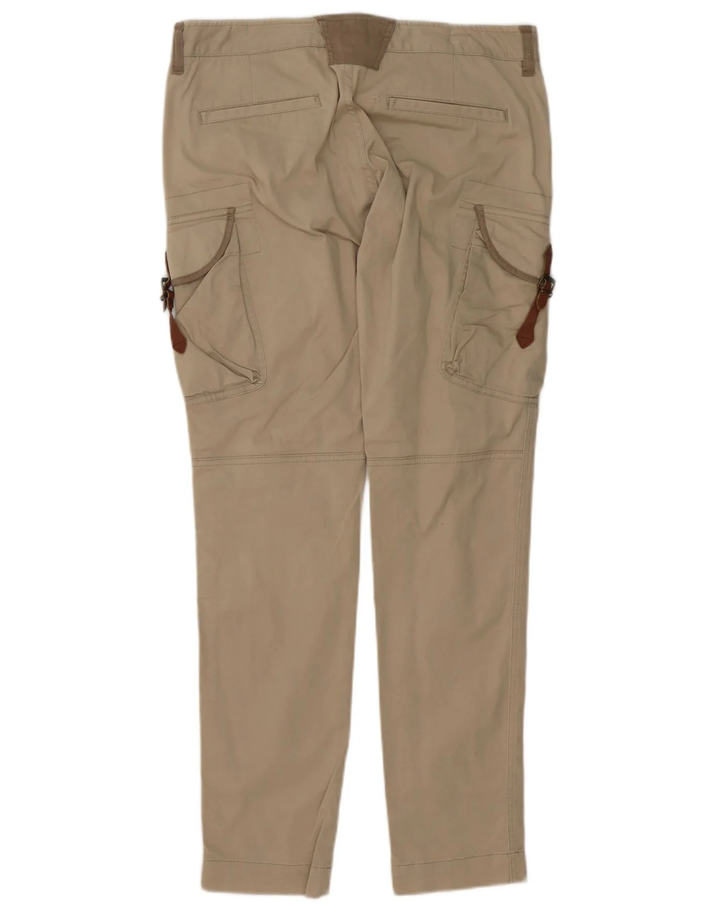 Massimo Dutti Womens Slim Cargo Trousers W30 L32 Beige Cotton - Image 2