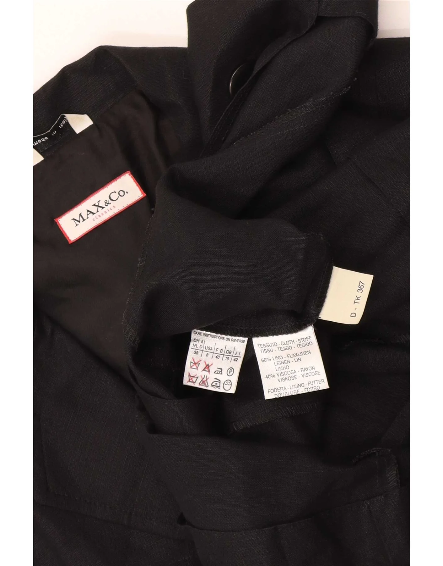 Max & Co. Womens 3 Button Short Sleeve Blazer Jacket UK 10 Small Black - Image 3