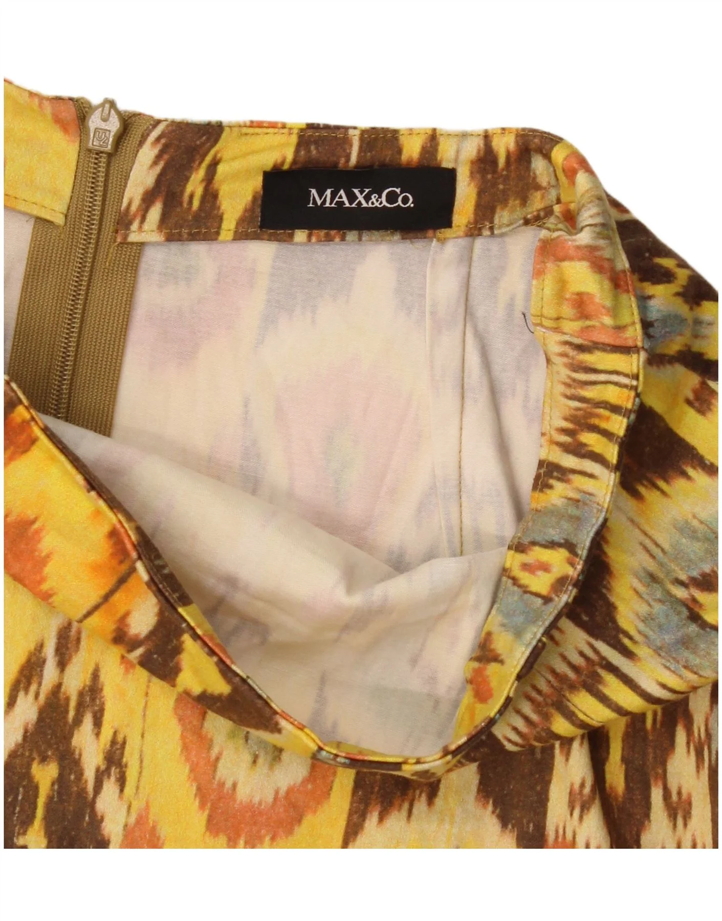 Max & Co. Womens A-Line Skirt W26 Small Yellow Ikat - Image 3