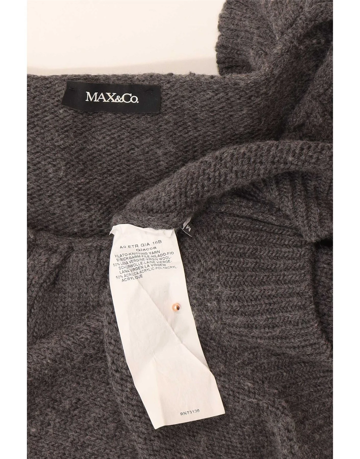 Max & Co. Womens Crop Cardigan Sweater UK 12 Medium Grey Wool - Image 3