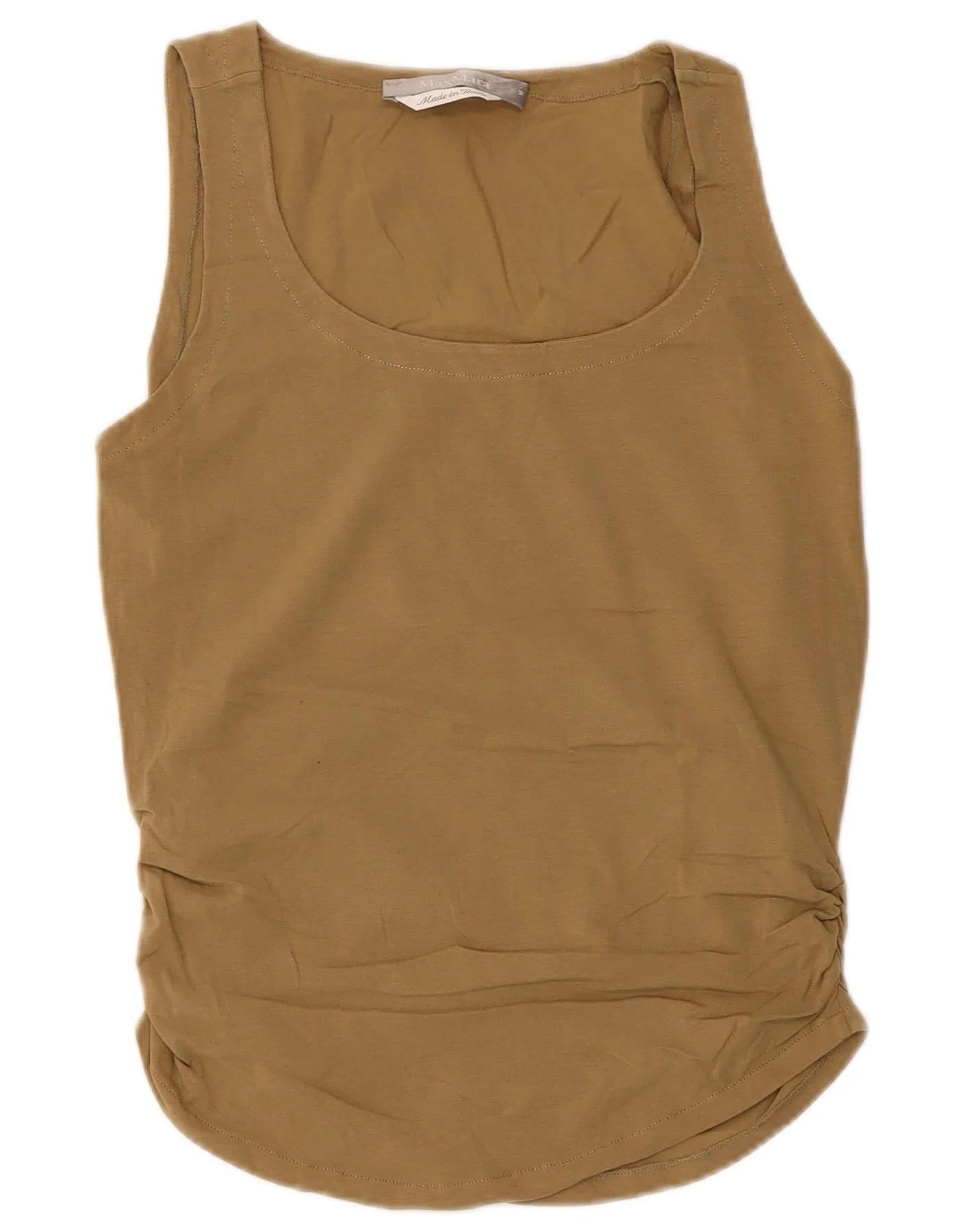 Max Mara Womens Sleeveless Vest Top UK 12 Medium Beige Cotton