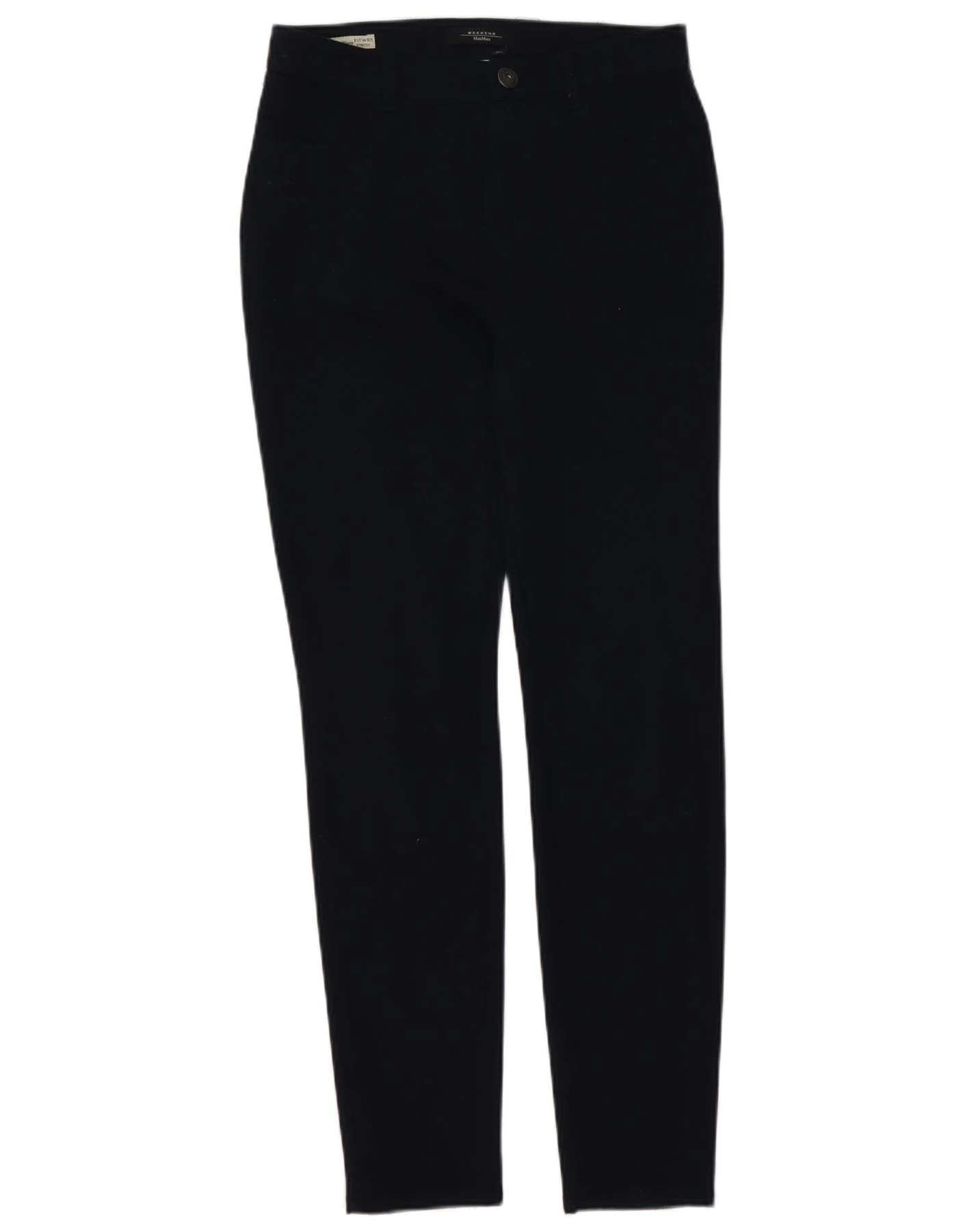 Max Mara Womens Slim Chino Trousers UK 6 XS W26 L30 Navy Blue Polyester
