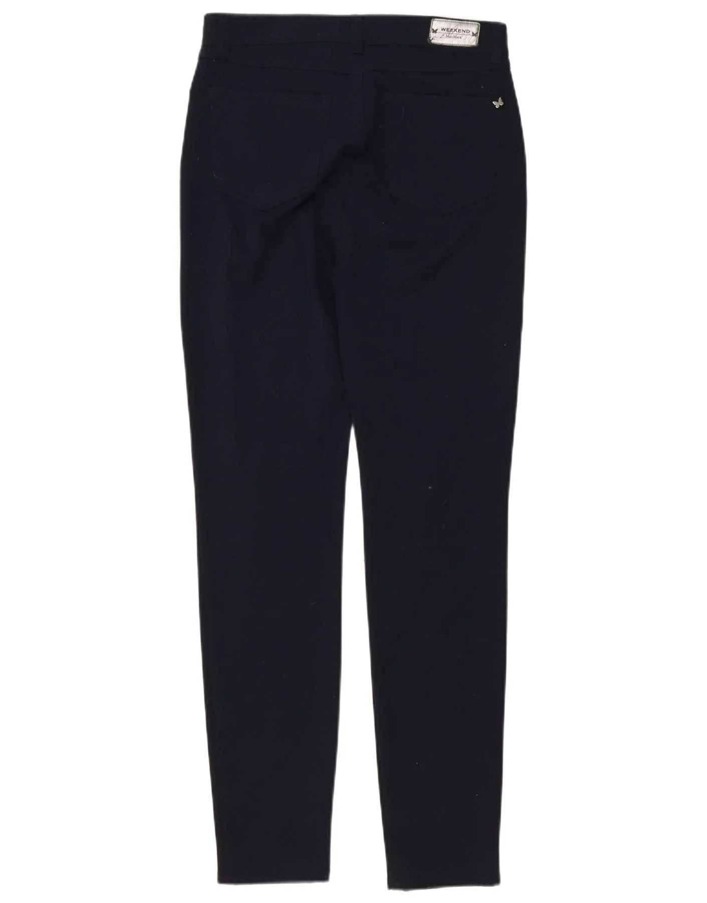 Max Mara Womens Slim Chino Trousers UK 6 XS W26 L30 Navy Blue Polyester - Image 2