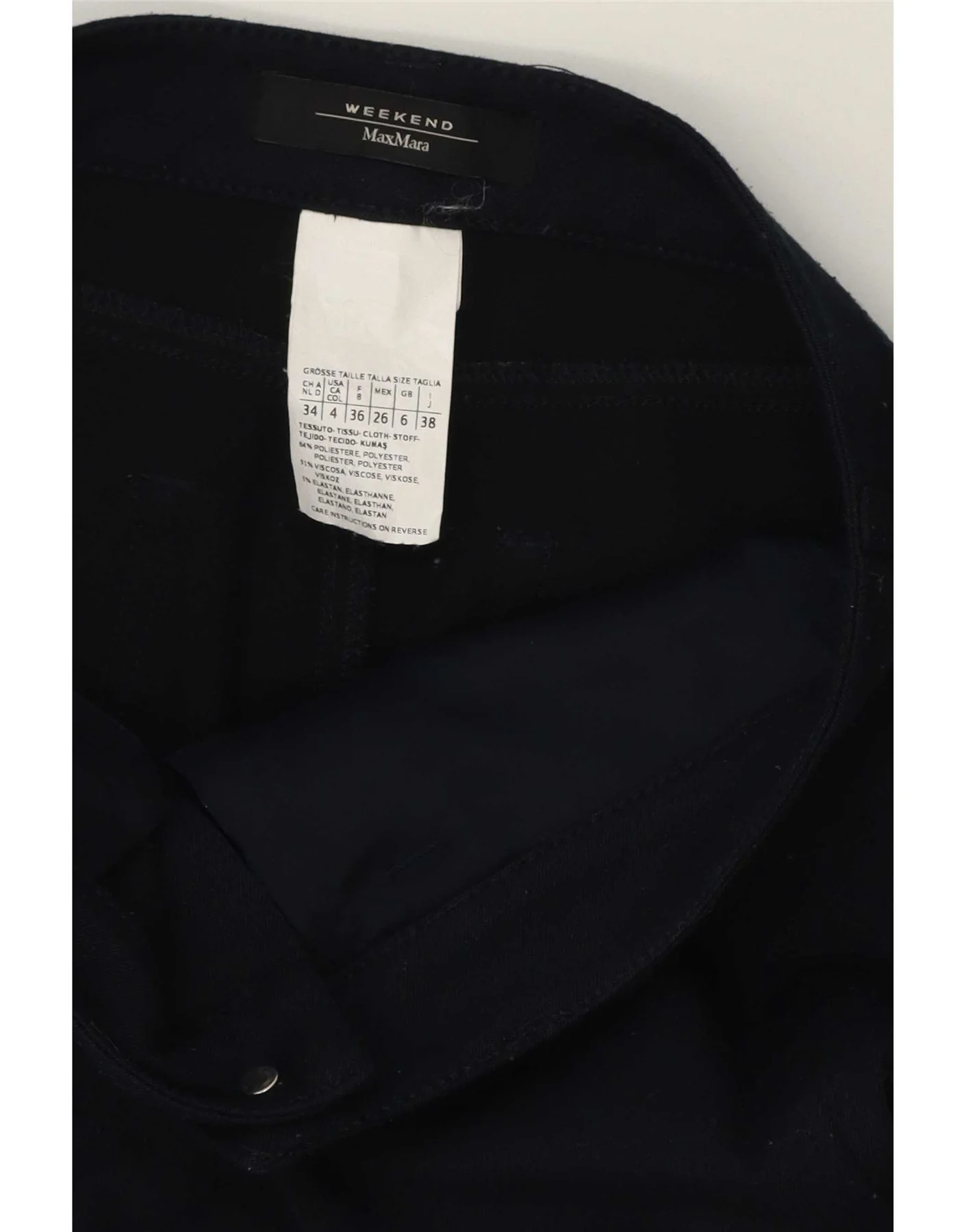 Max Mara Womens Slim Chino Trousers UK 6 XS W26 L30 Navy Blue Polyester - Image 3