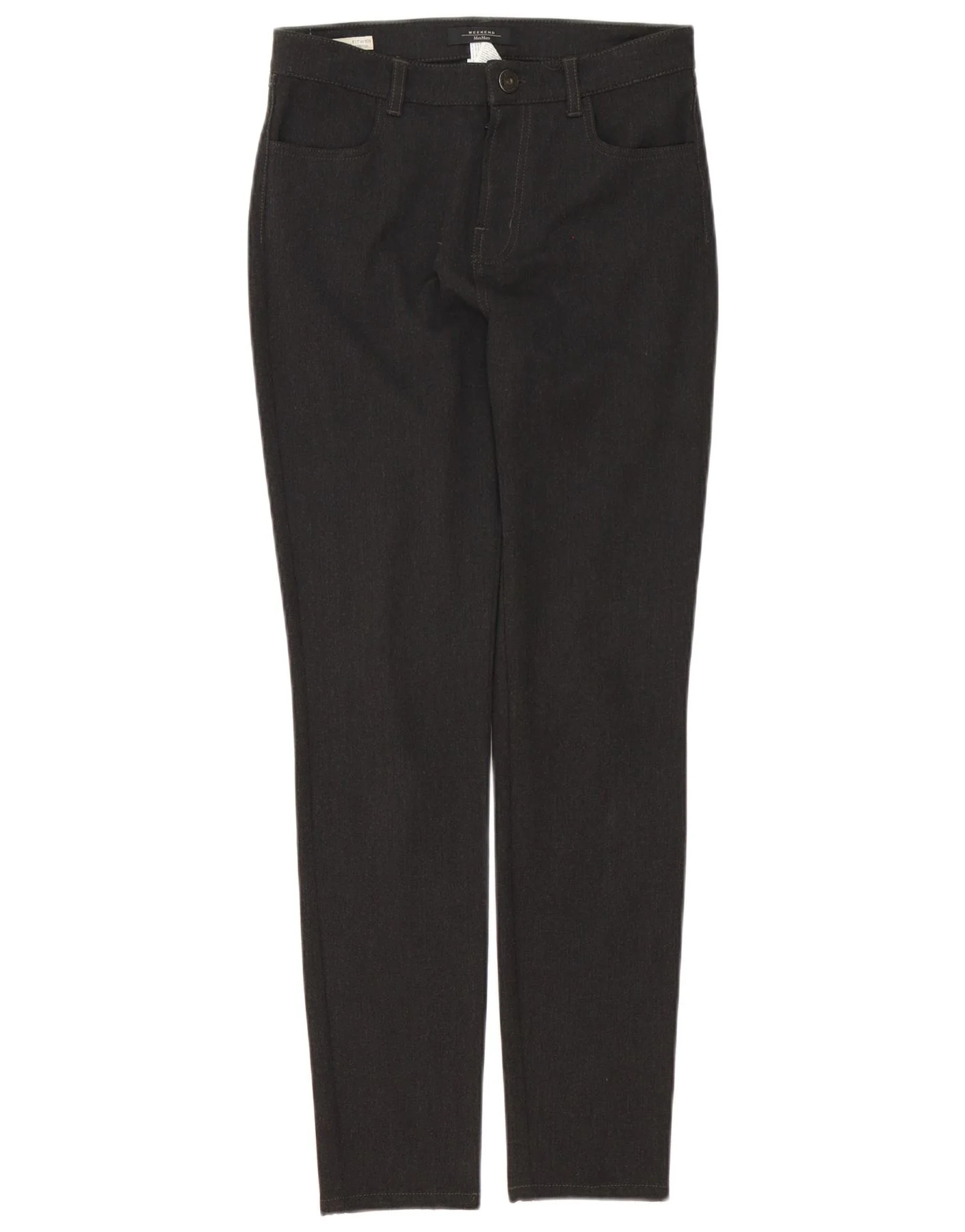 Max Mara Womens Slim Chino Trousers UK 6 XS W28 L30 Grey Polyester