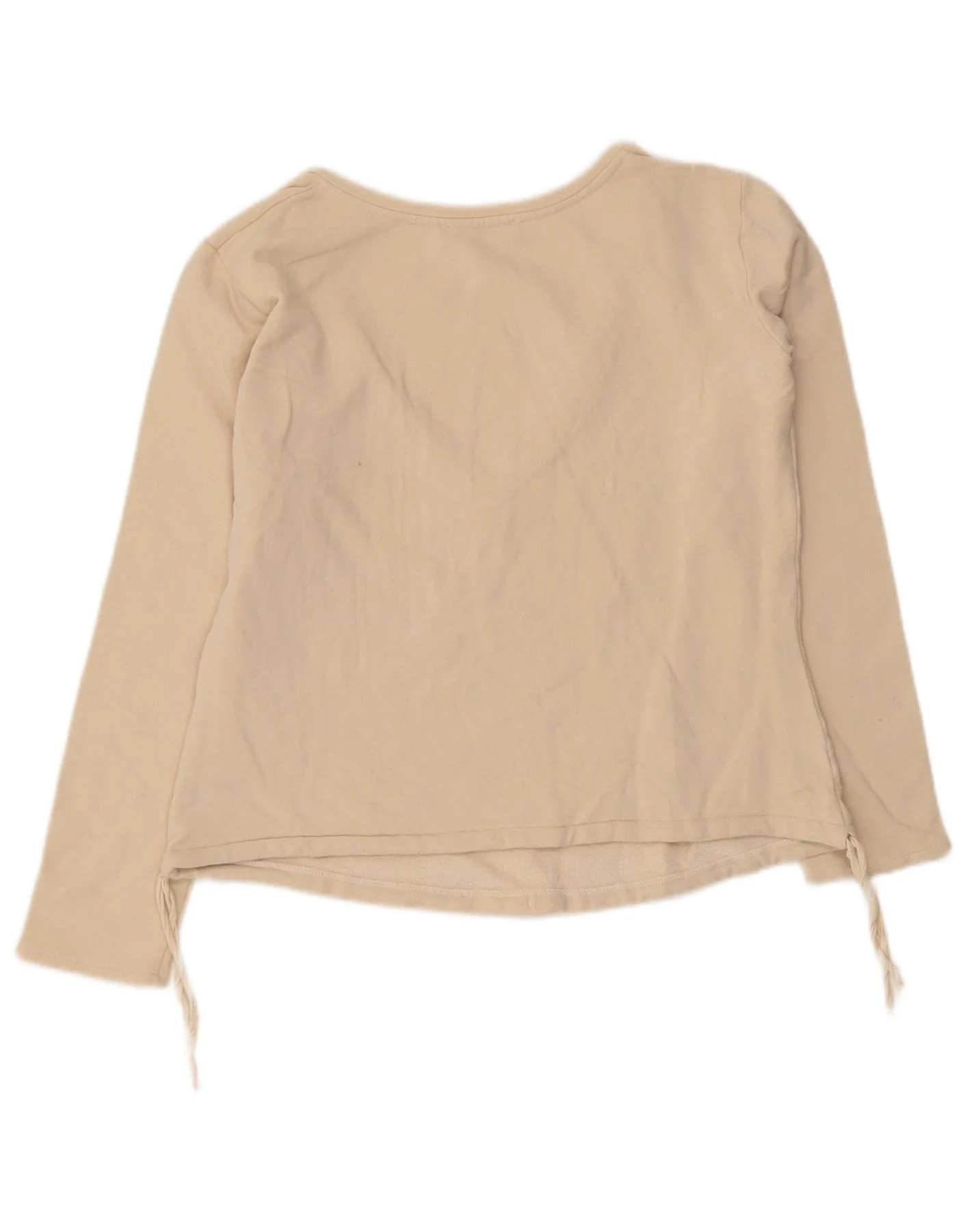 Max Mara Womens Top Long Sleeve UK 10 Small Beige Cotton - Image 2
