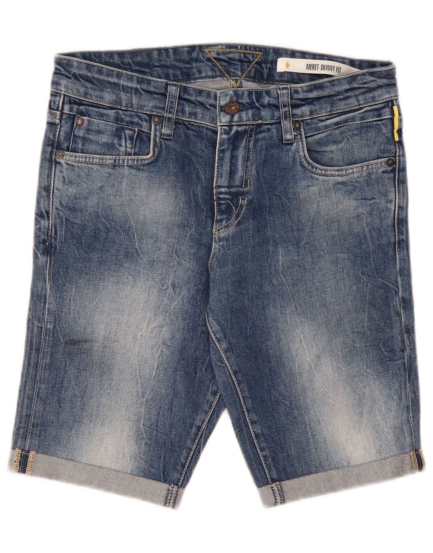 Meltin' Pot Mens Meret Skinny Denim Shorts W31 Medium Blue Cotton