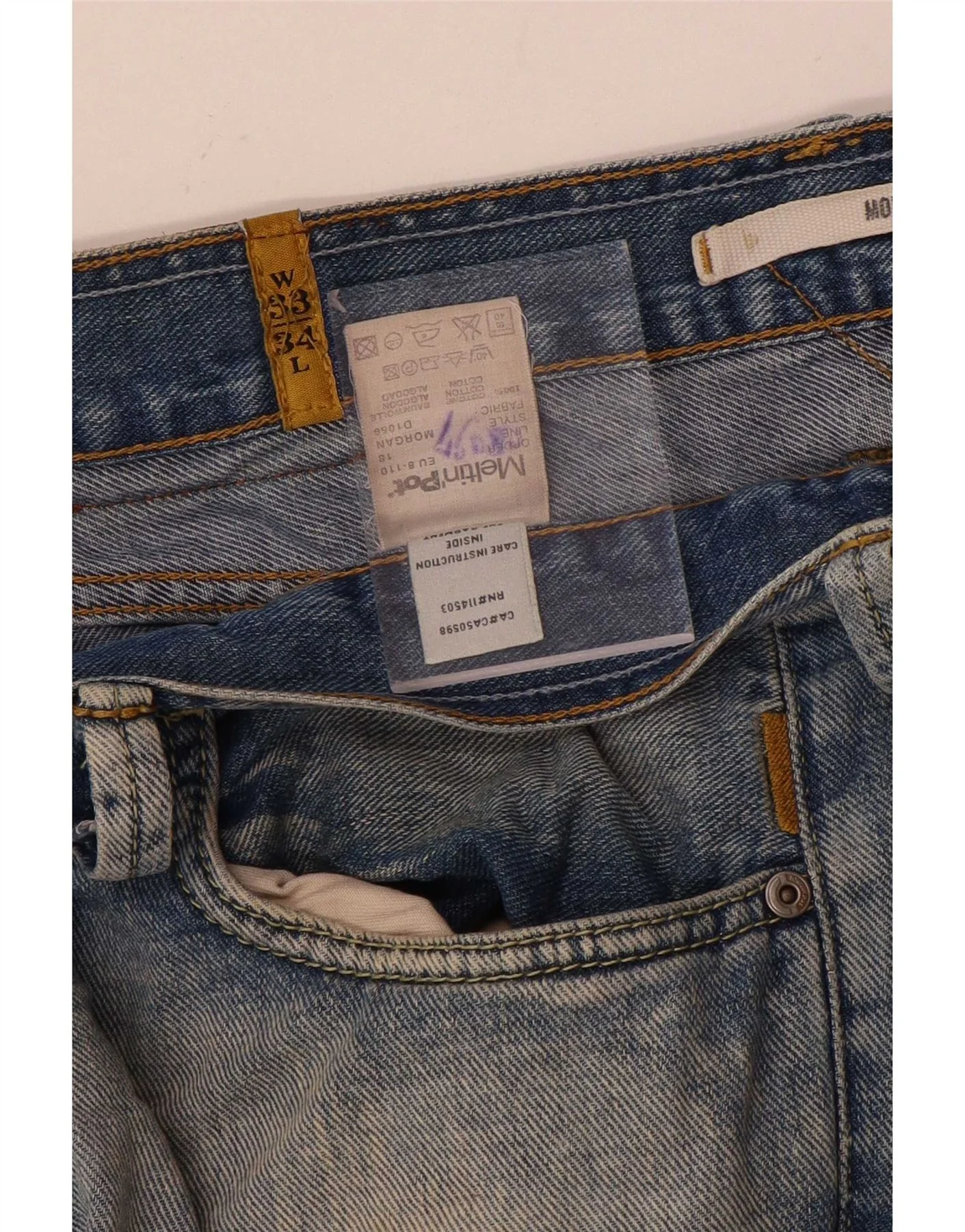Meltin' Pot Mens Morgan Straight Jeans W33 L34 Blue Cotton - Image 3