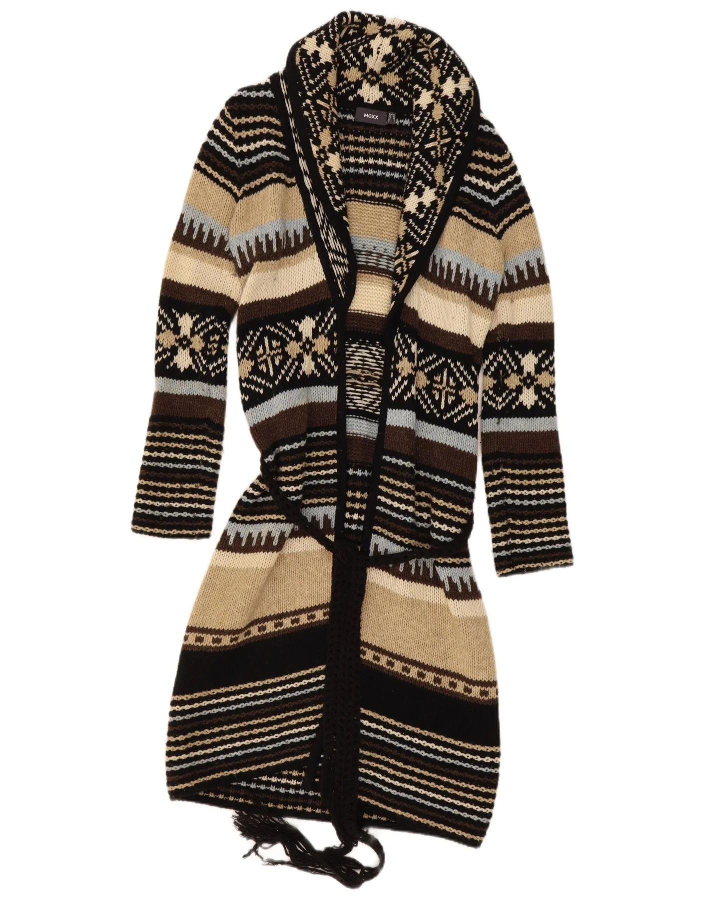 Mexx Womens Longline Cardigan Sweater UK 6 XS Multicoloured Striped