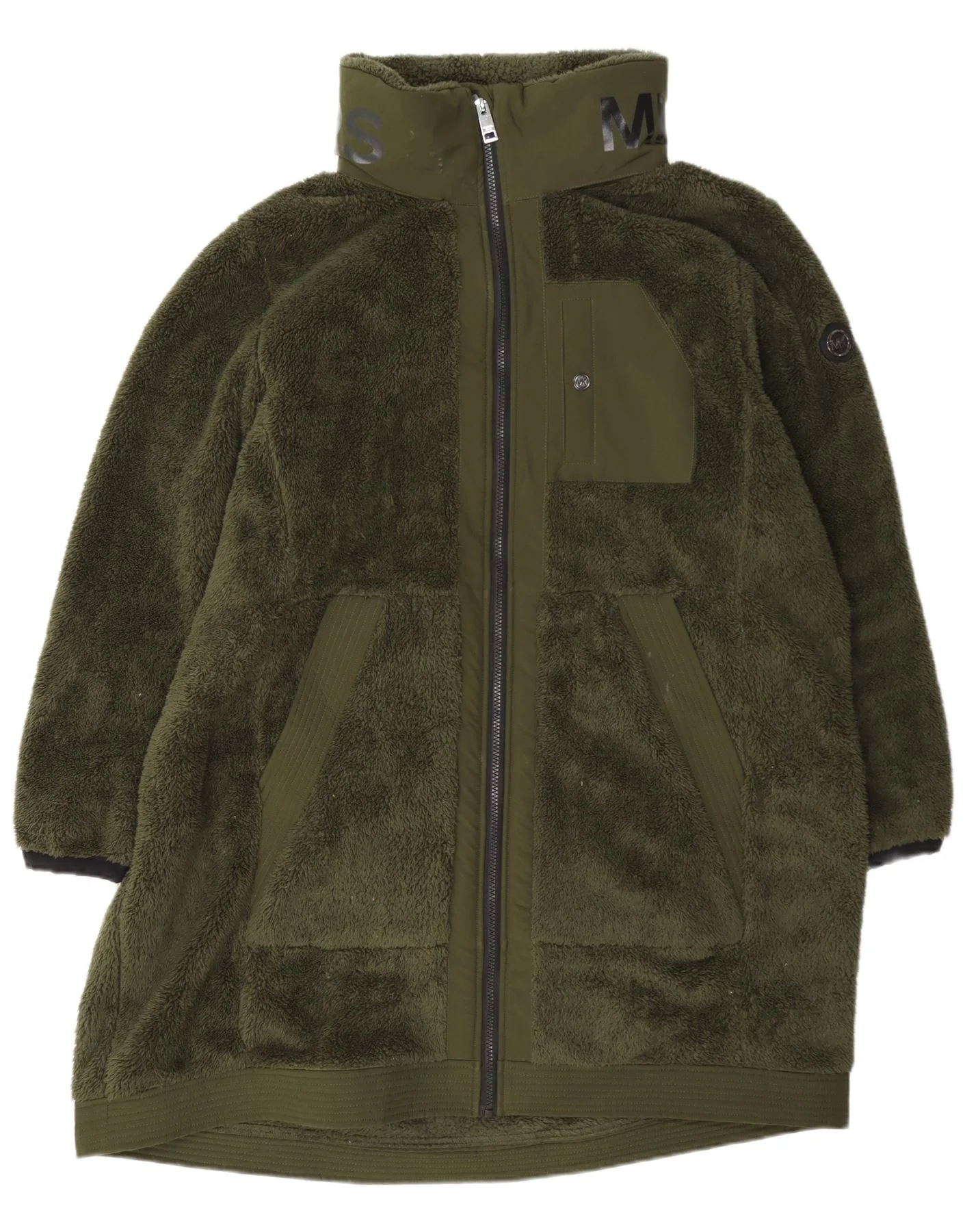Michael Kors Womens Fleece Overcoat UK 20 2XL Green Polyester