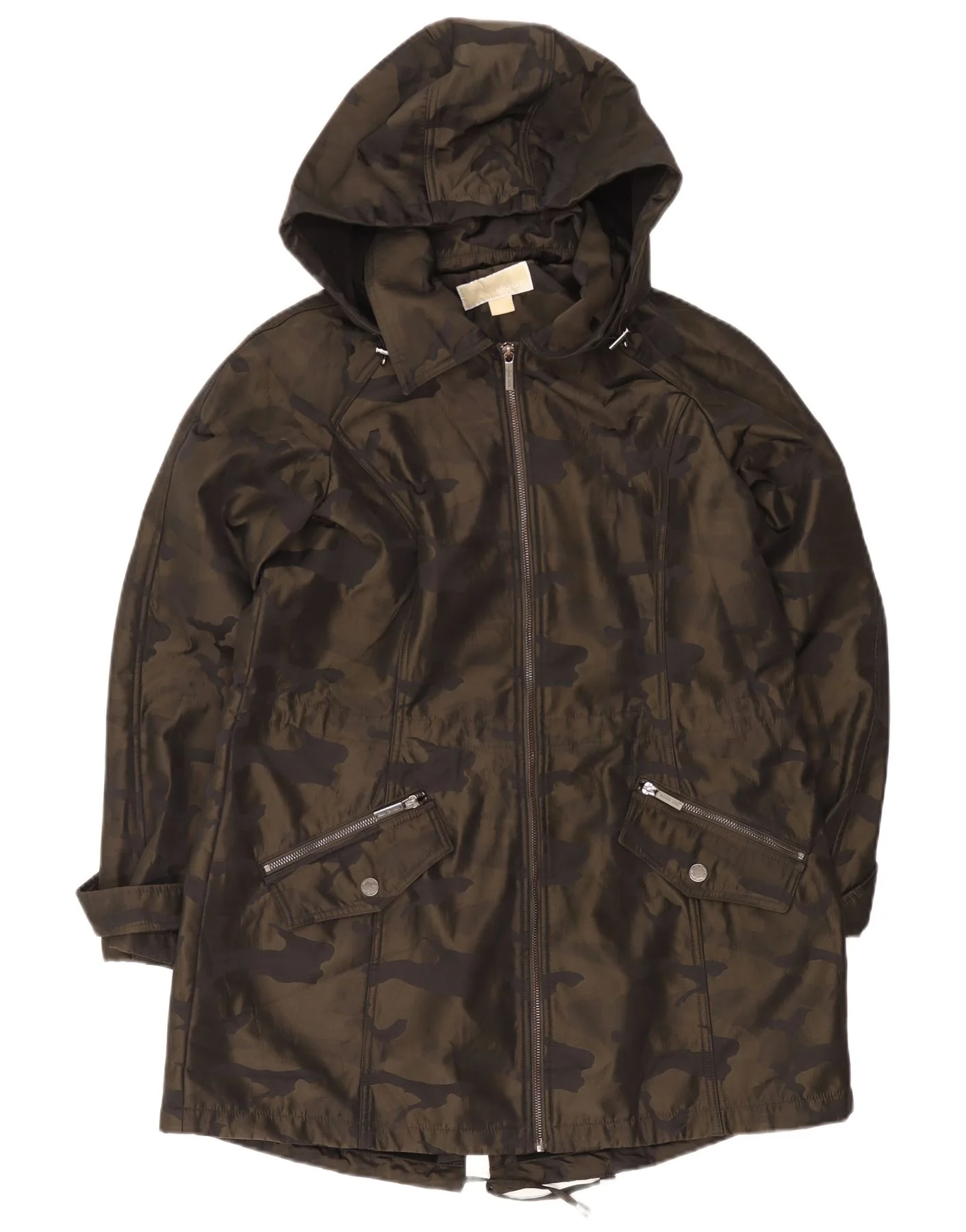 Michael Kors Womens Hooded Parka Jacket UK 18 XL Khaki Camouflage Polyester