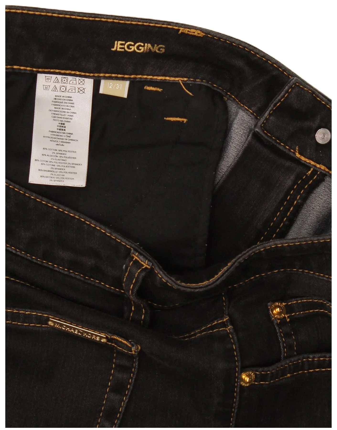 Michael Kors Womens Jegging Jeans US 12 Large W31 L31 Black Cotton - Image 3