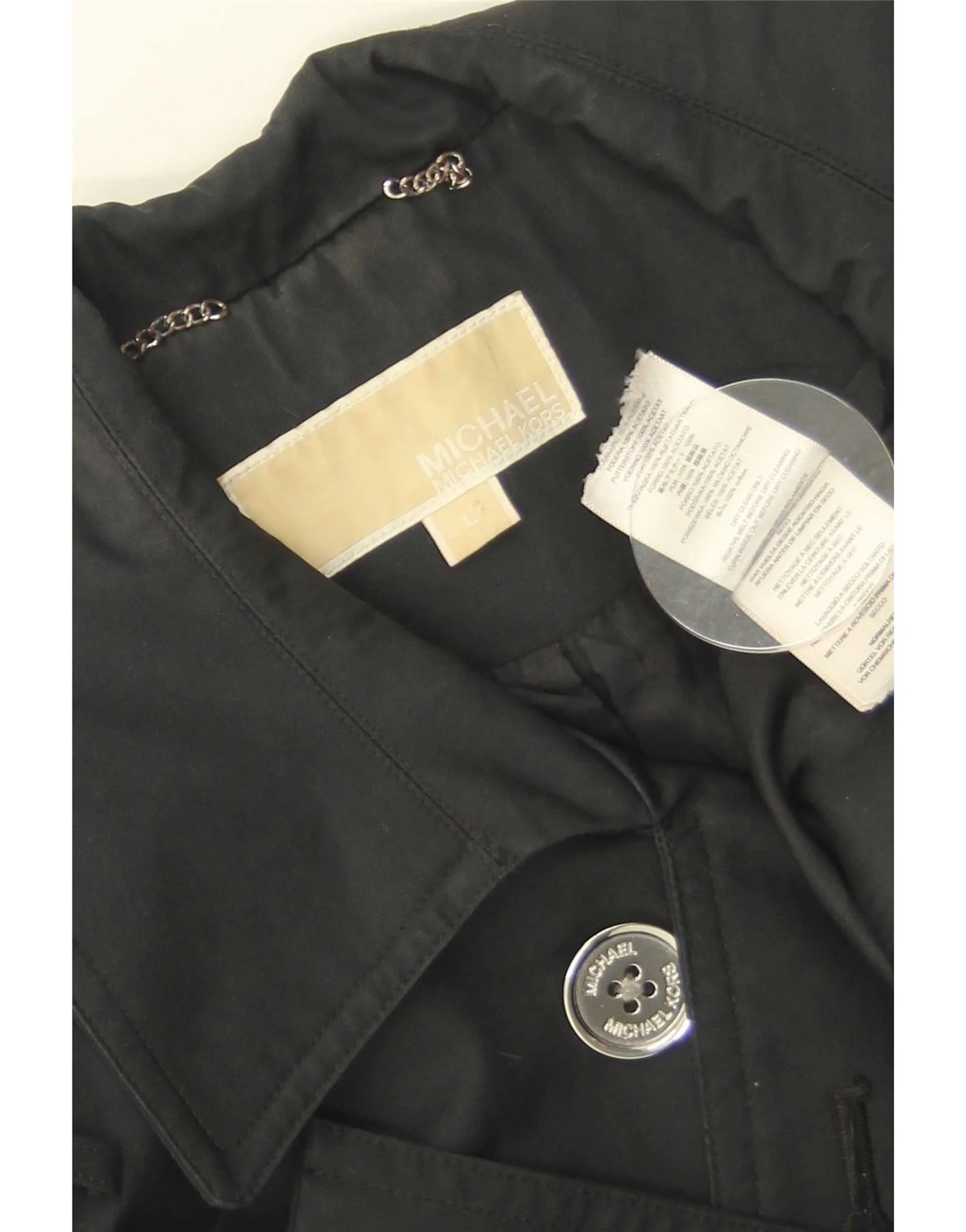 Michael Kors Womens Short Double Breasted Trench Coat UK 16 Large Black - Image 5