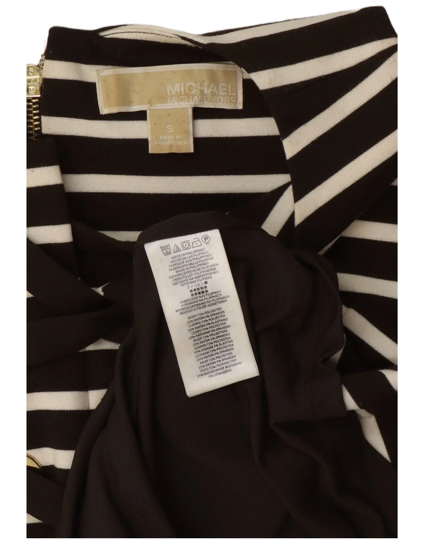 Michael Kors Womens Sleeveless Sheath Dress UK 10 Small Black Striped - Image 3