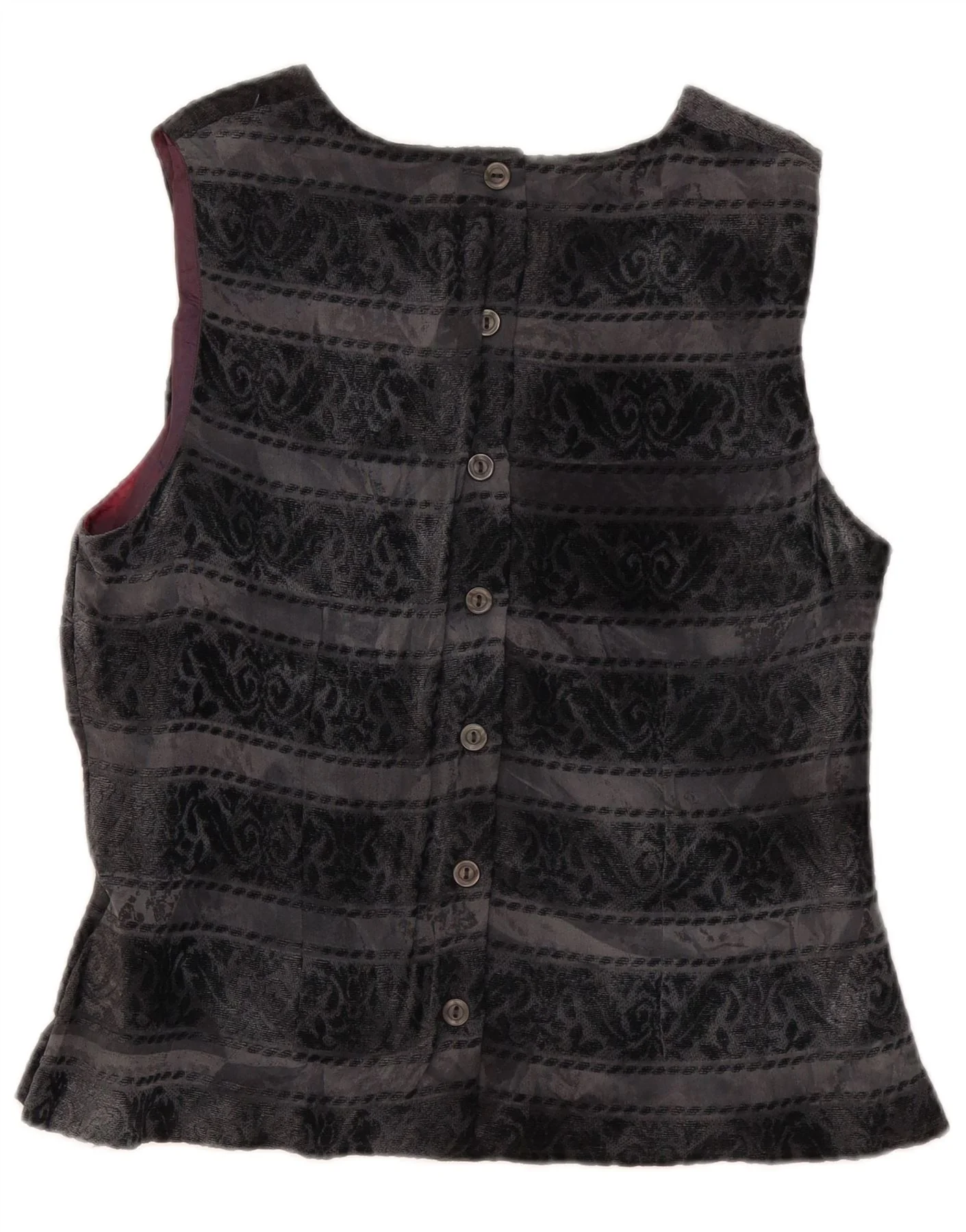 Michel Ambers Womens Sleeveless Shirt Blouse UK 16 Large Black Paisley - Image 2