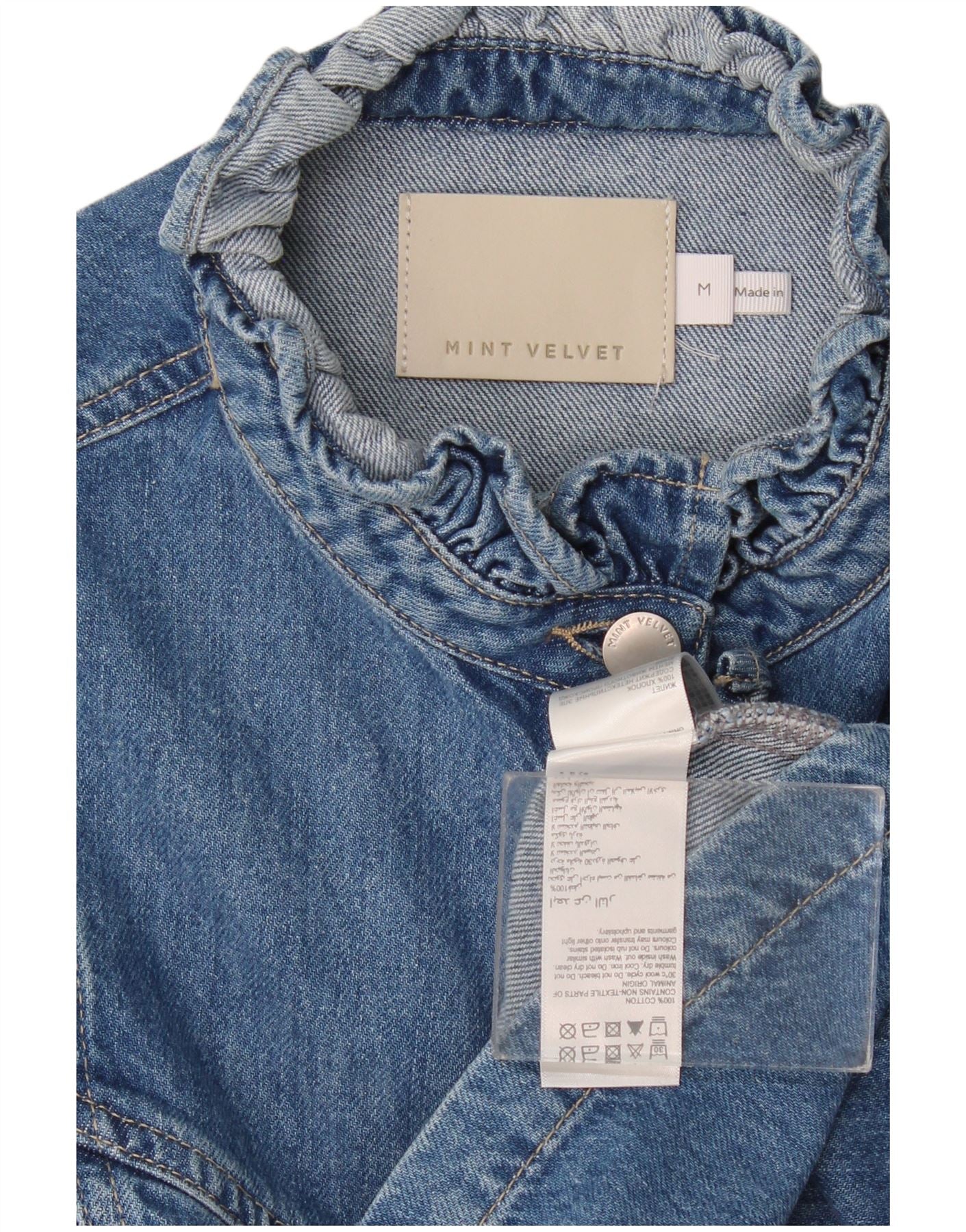 MINT VELVET Womens Denim Gilet UK 14 Medium Blue Cotton - Image 3