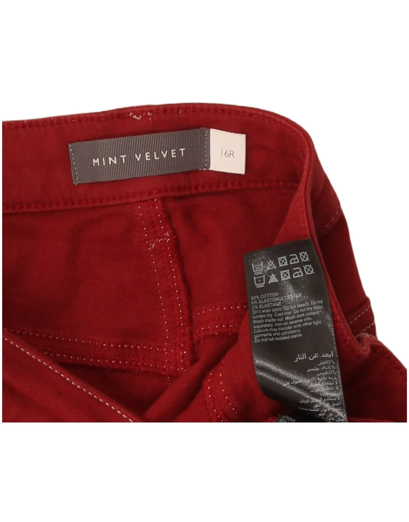 MINT VELVET Womens Skinny Casual Trousers UK 16 Large W34 L27 Red Cotton - Image 3