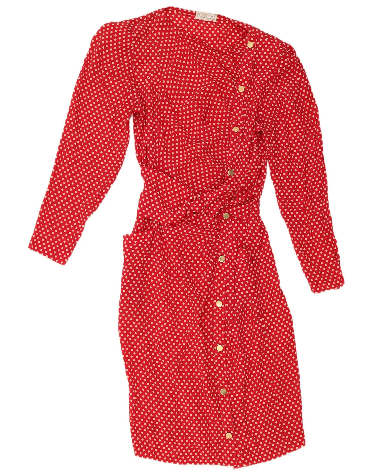 Modyva Womens Long Sleeve Shirt Dress IT 44 Medium Red Polka Dot